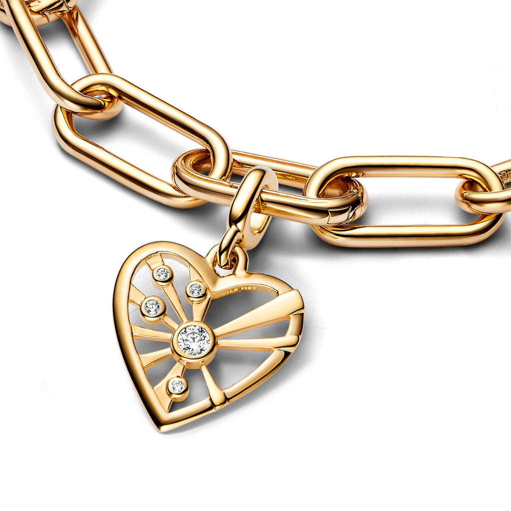 PANDORA ME Heart And Rays Medallion 14K Gold Plated Unique Metal Blend Charms Bracelet Charm Jewelry Gift