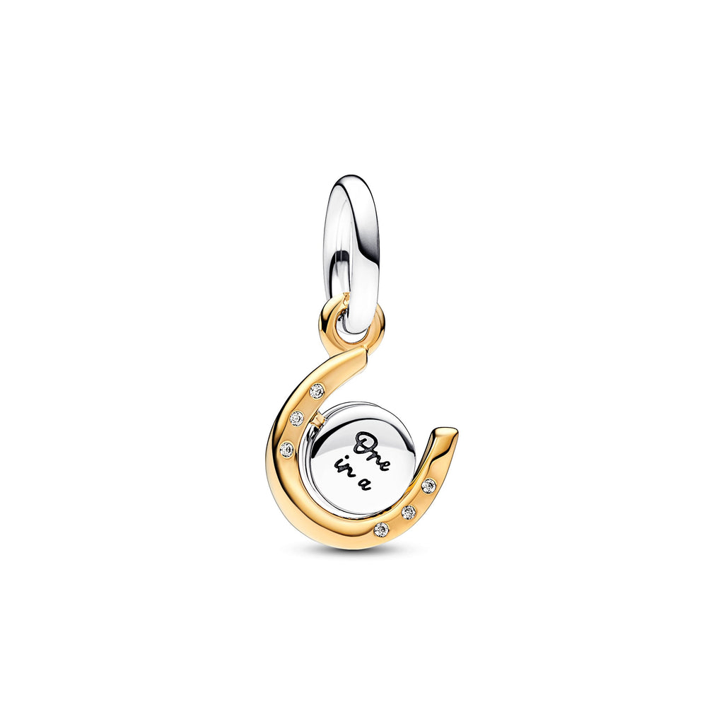 PANDORA Two-tone Spinning Disc Horseshoe Dangle Charm Charms Bracelet Charm Jewelry Gift