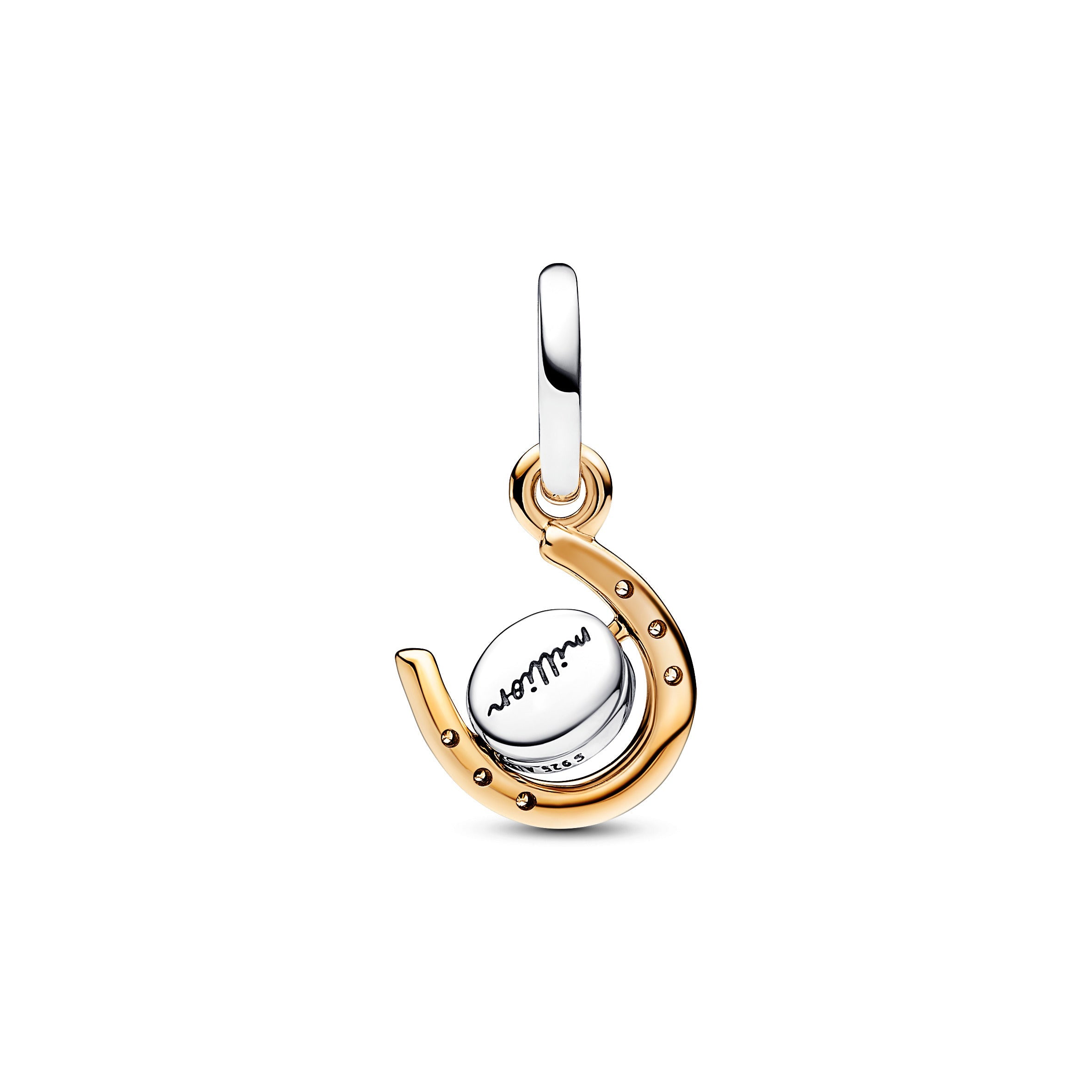 PANDORA Two-tone Spinning Disc Horseshoe Dangle Charm Charms Bracelet Charm Jewelry Gift