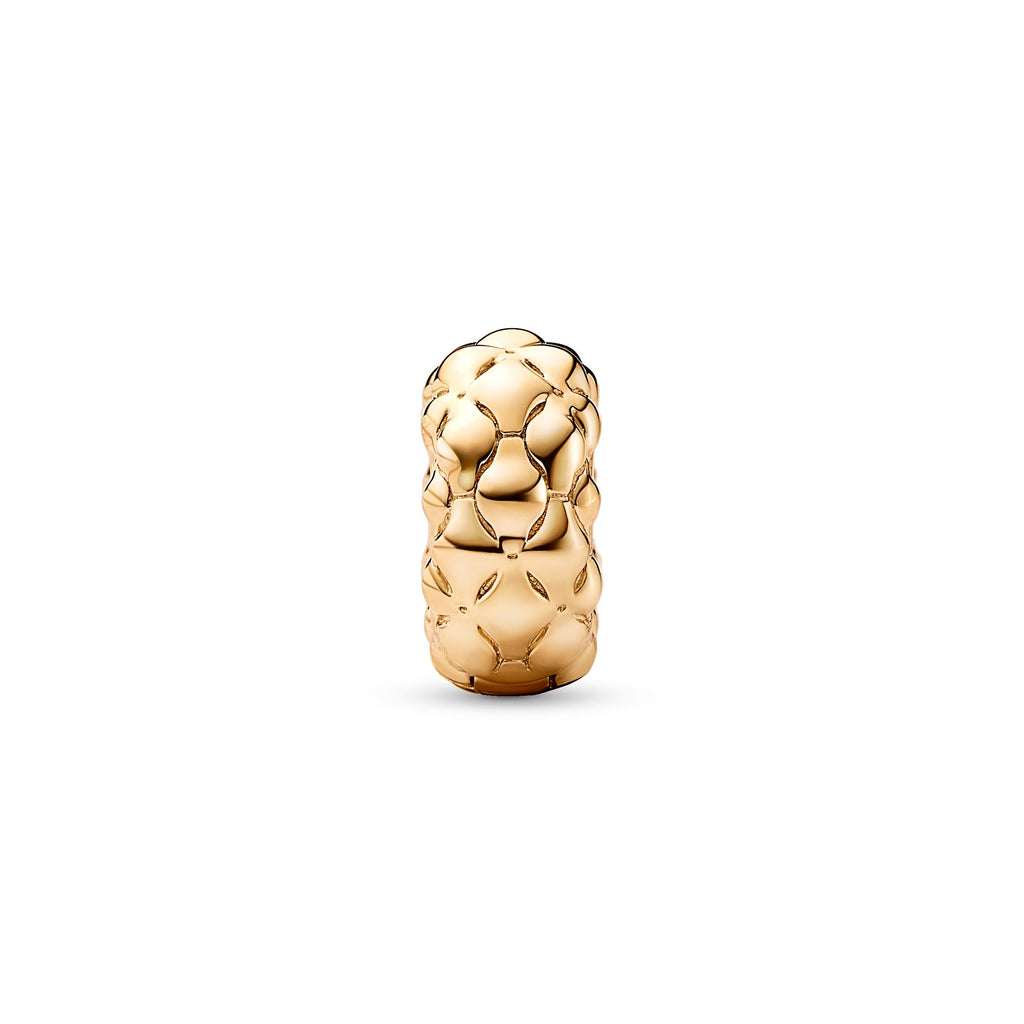 PANDORA Studded Clip Charm 14K Gold Plated Unique Metal Blend Charms Bracelet Charm Jewelry Gift