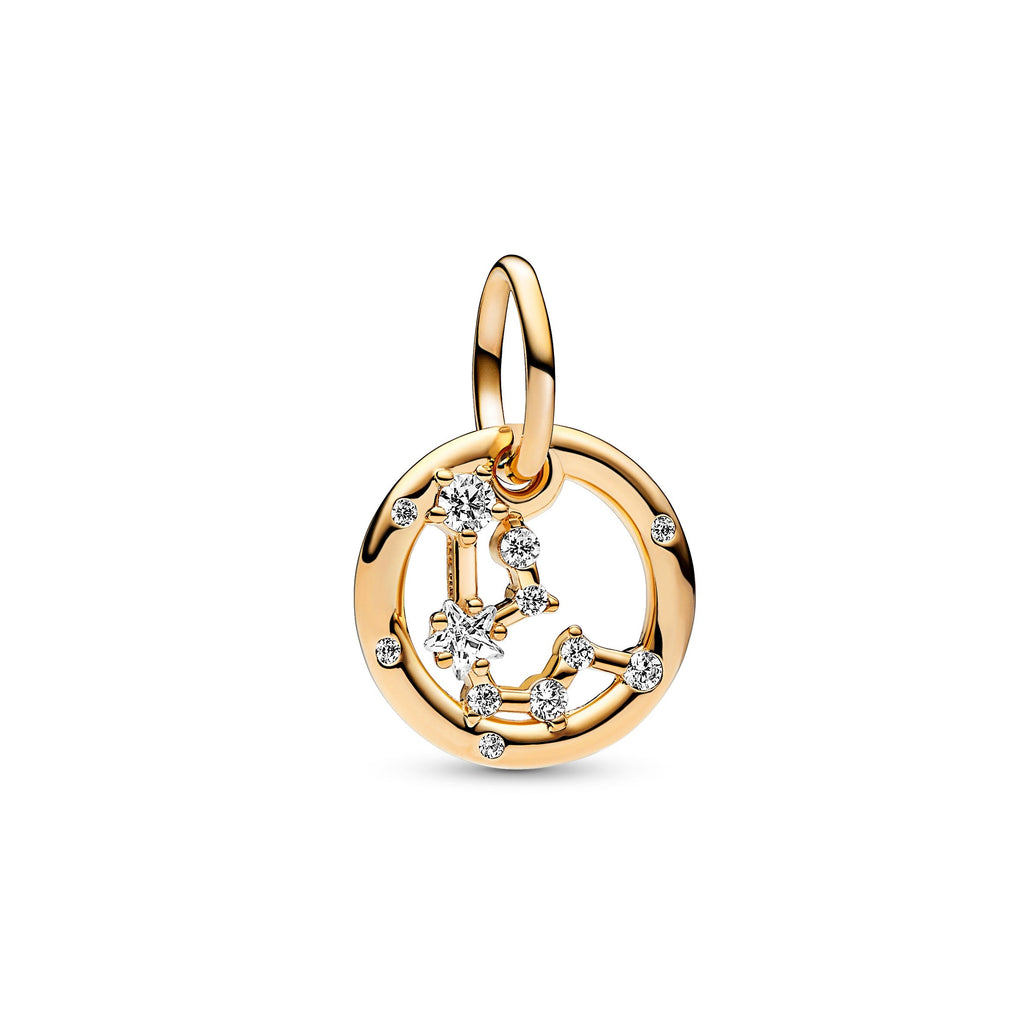 PANDORA Aquarius Zodiac Dangle Charm 14K Gold Plated Unique Metal Blend Symbols And Colours Charms Bracelet Charm Jewelry Gift