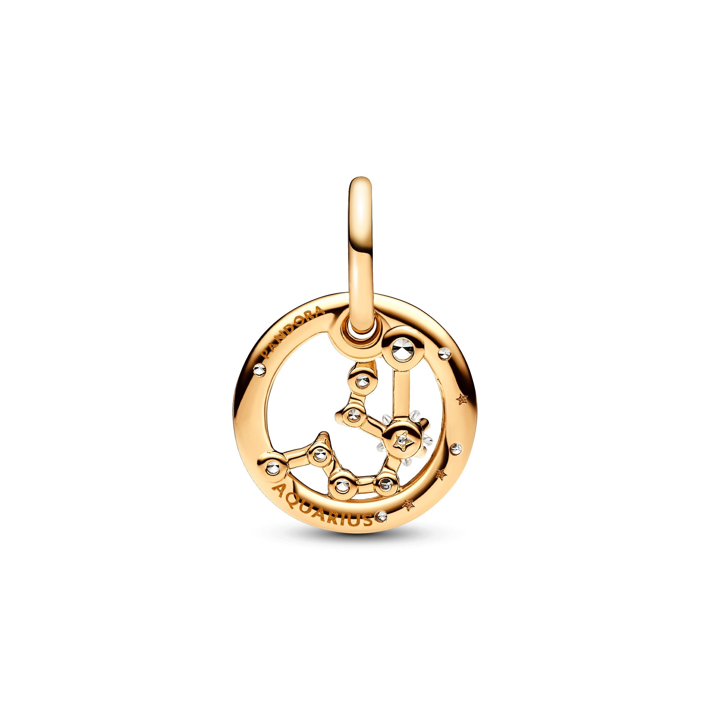 PANDORA Aquarius Zodiac Dangle Charm 14K Gold Plated Unique Metal Blend Symbols And Colours Charms Bracelet Charm Jewelry Gift