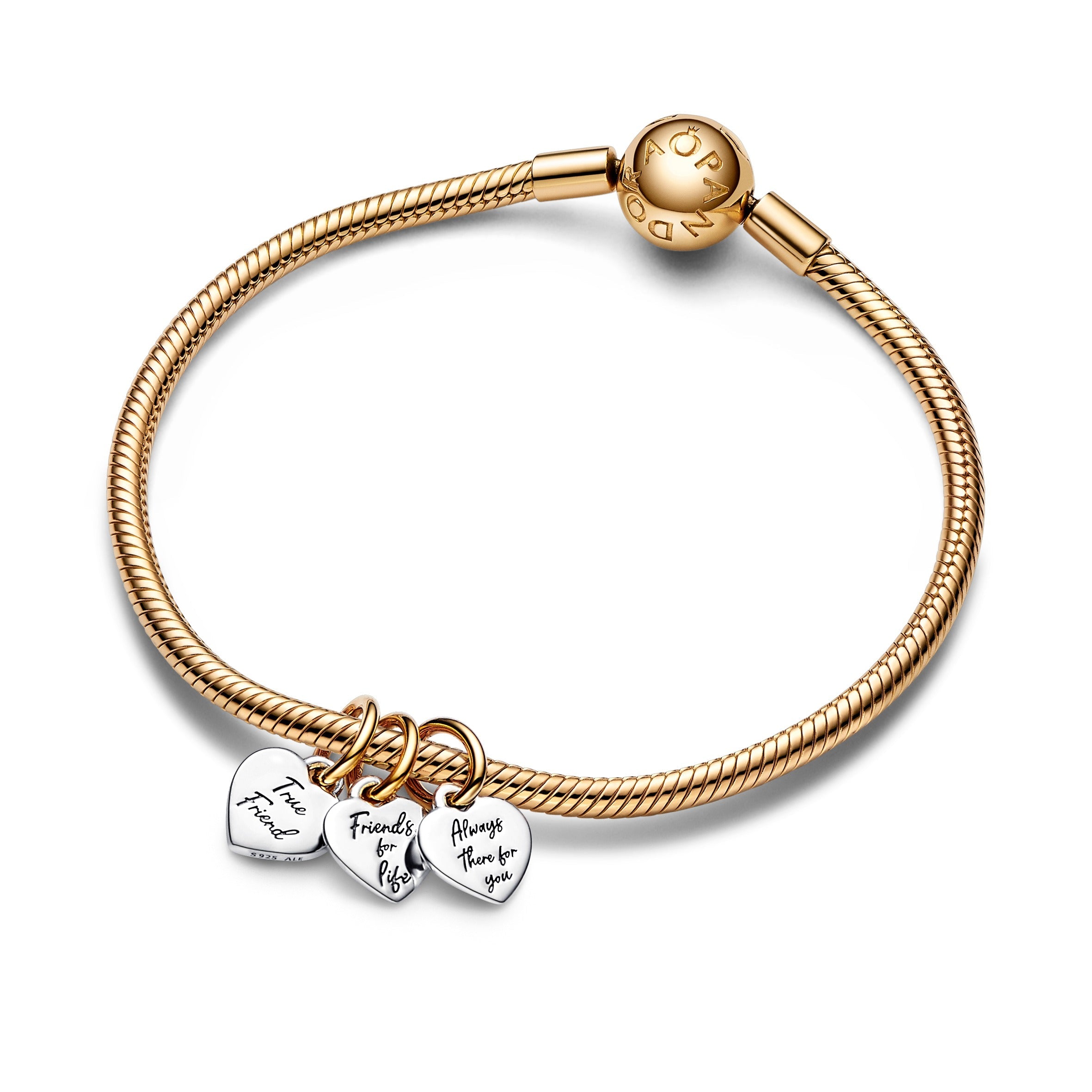 PANDORA Two-tone Splittable Friendship Triple Dangle Charm Charms Bracelet Charm Jewelry Gift