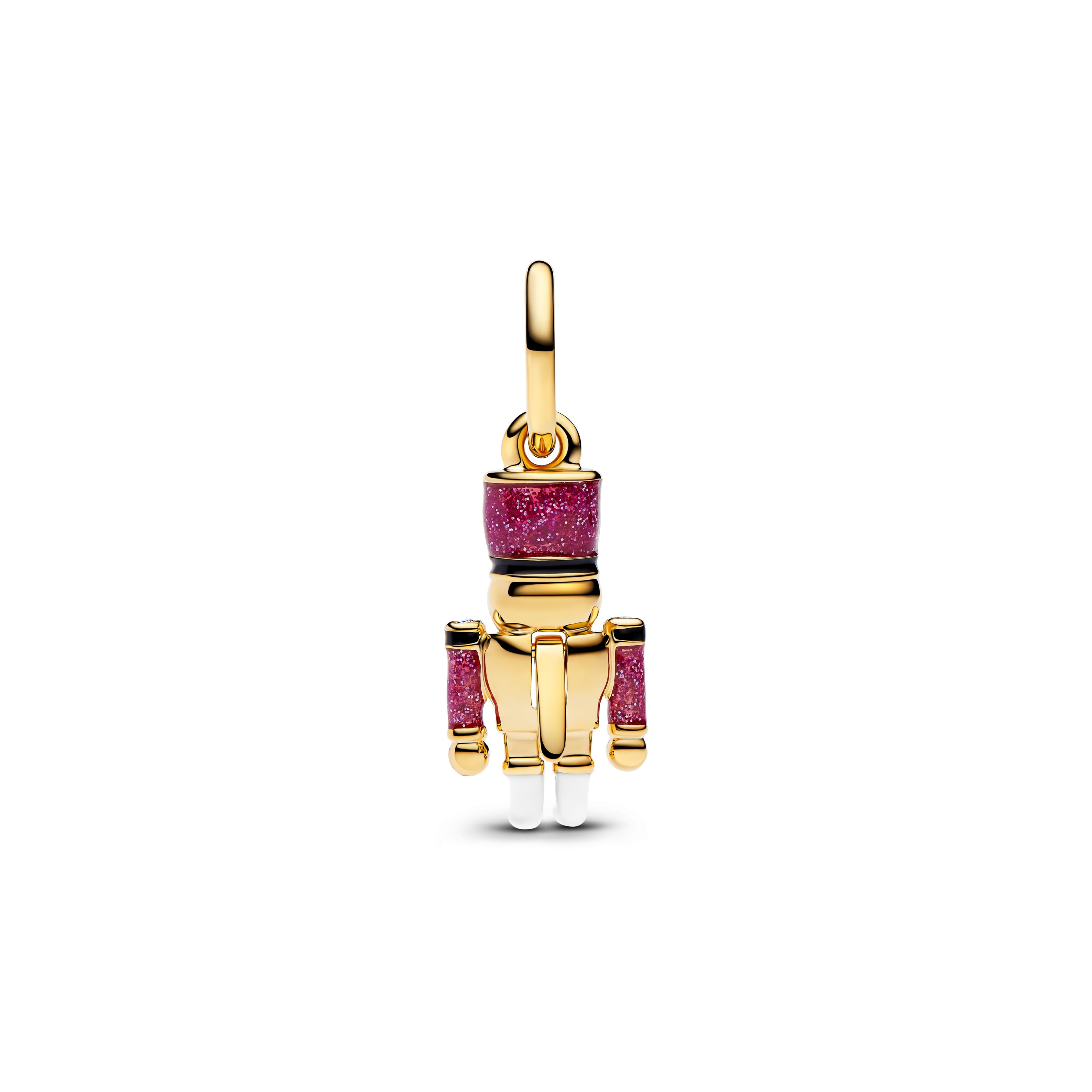 PANDORA Moveable Nutcracker Dangle Charm 14K Gold Plated Unique Metal Blend Black Christmas Charms Bracelet Charm Jewelry Gift