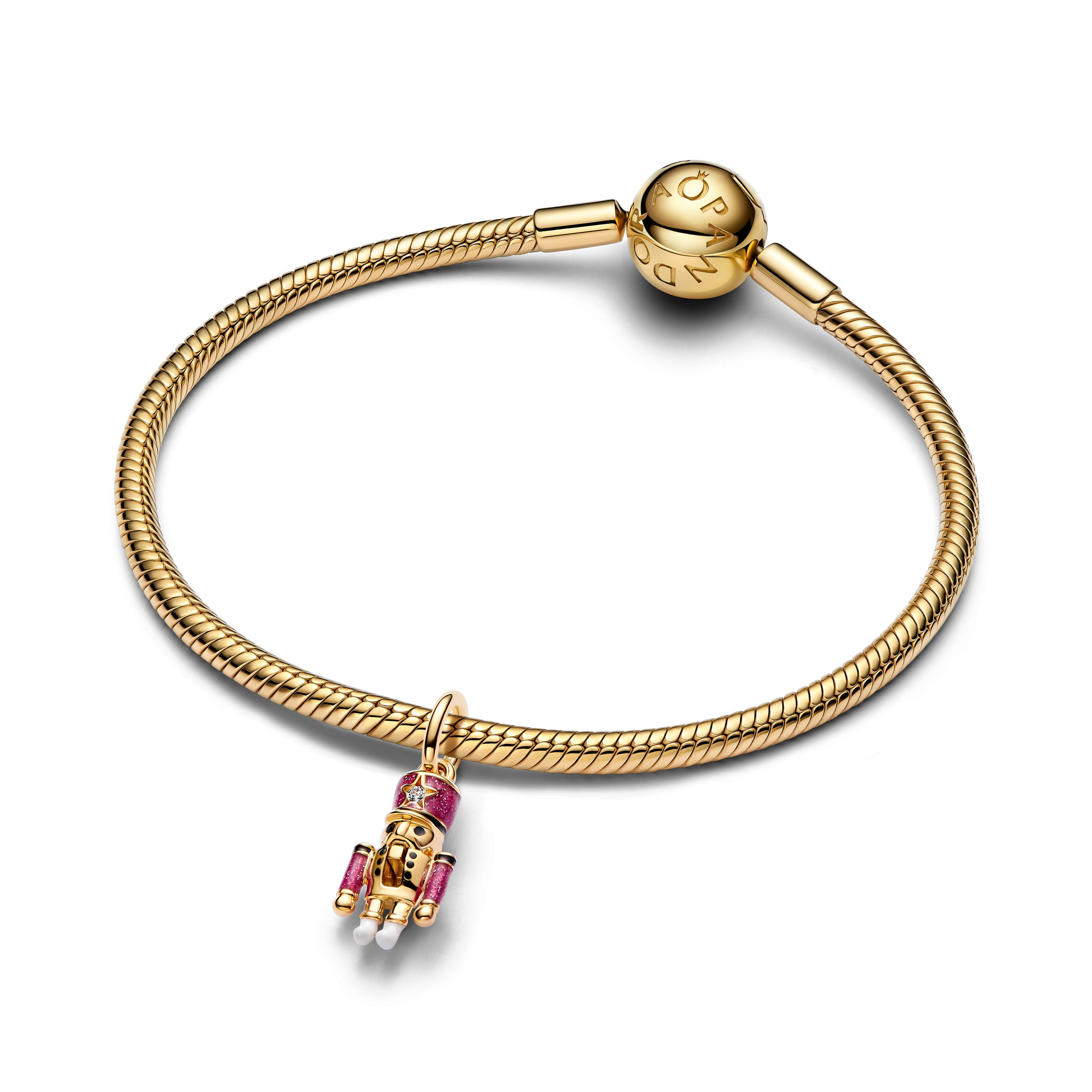 PANDORA Moveable Nutcracker Dangle Charm 14K Gold Plated Unique Metal Blend Black Christmas Charms Bracelet Charm Jewelry Gift