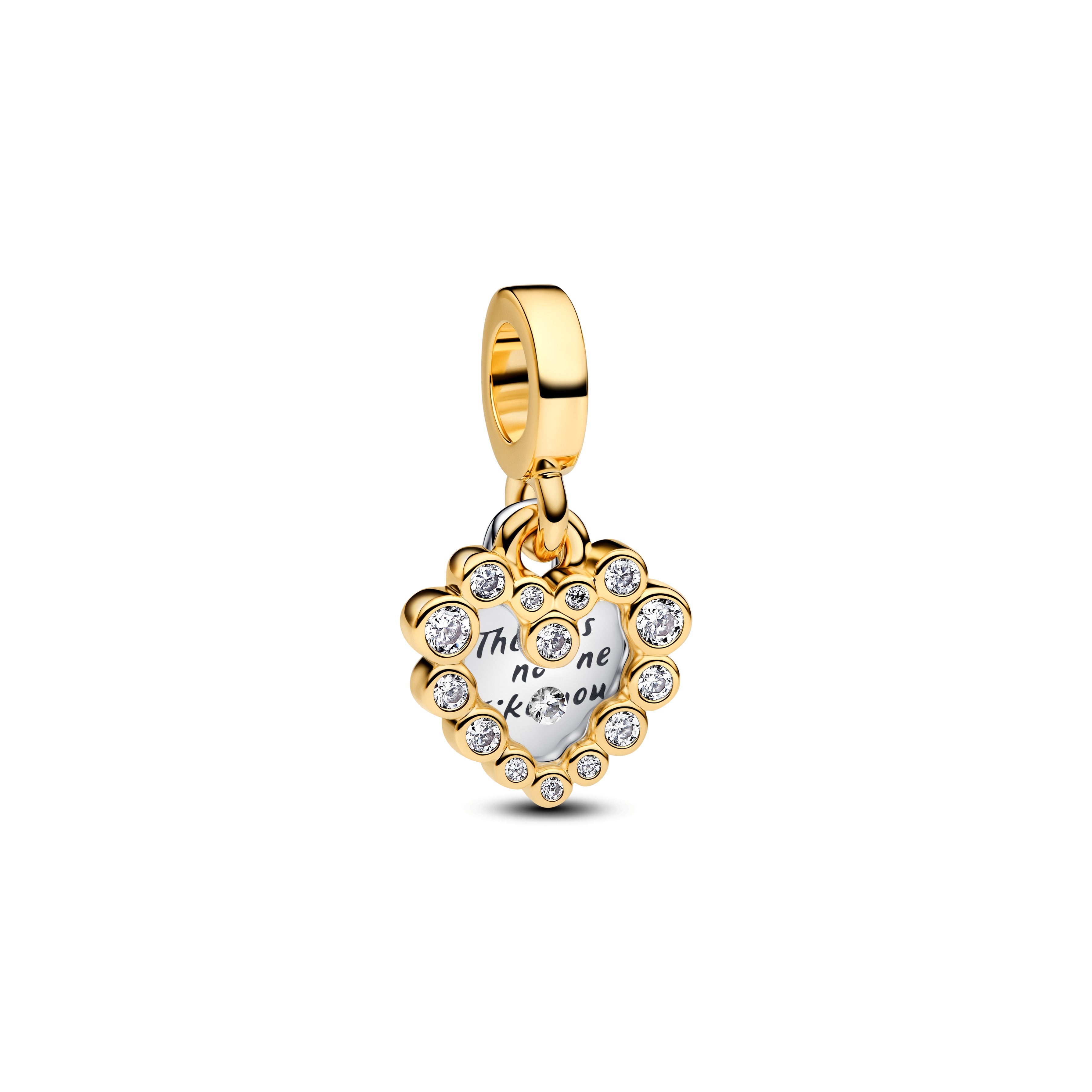 PANDORA Sparkling Heart Double Dangle Charm 14K Gold Plated Unique Metal Blend Mothers Day Charms Bracelet Charm Jewelry Gift