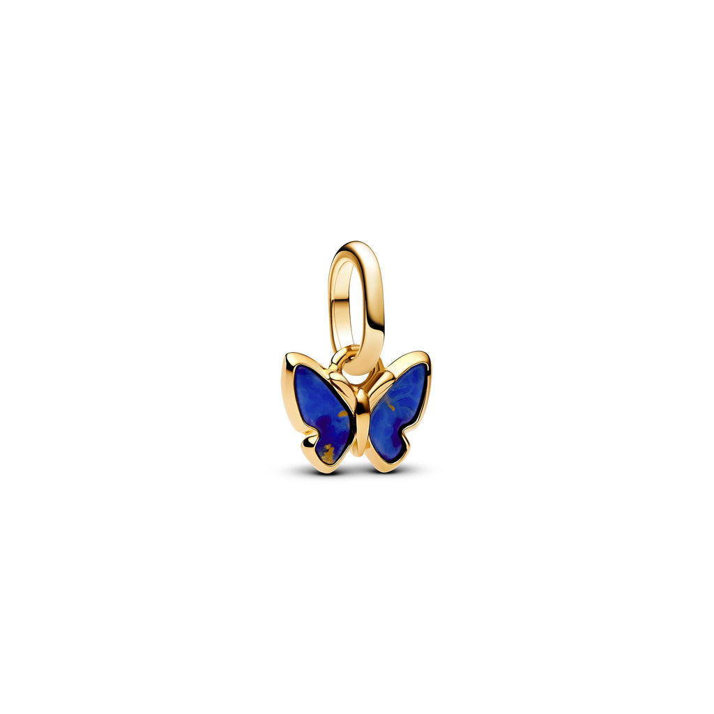 PANDORA Blue Butterfly Mini Dangle Charm 14K Gold Plated Unique Metal Blend Animals Charms Bracelet Charm Jewelry Gift