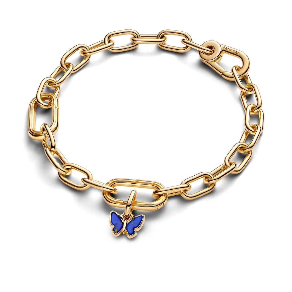 PANDORA Blue Butterfly Mini Dangle Charm 14K Gold Plated Unique Metal Blend Animals Charms Bracelet Charm Jewelry Gift