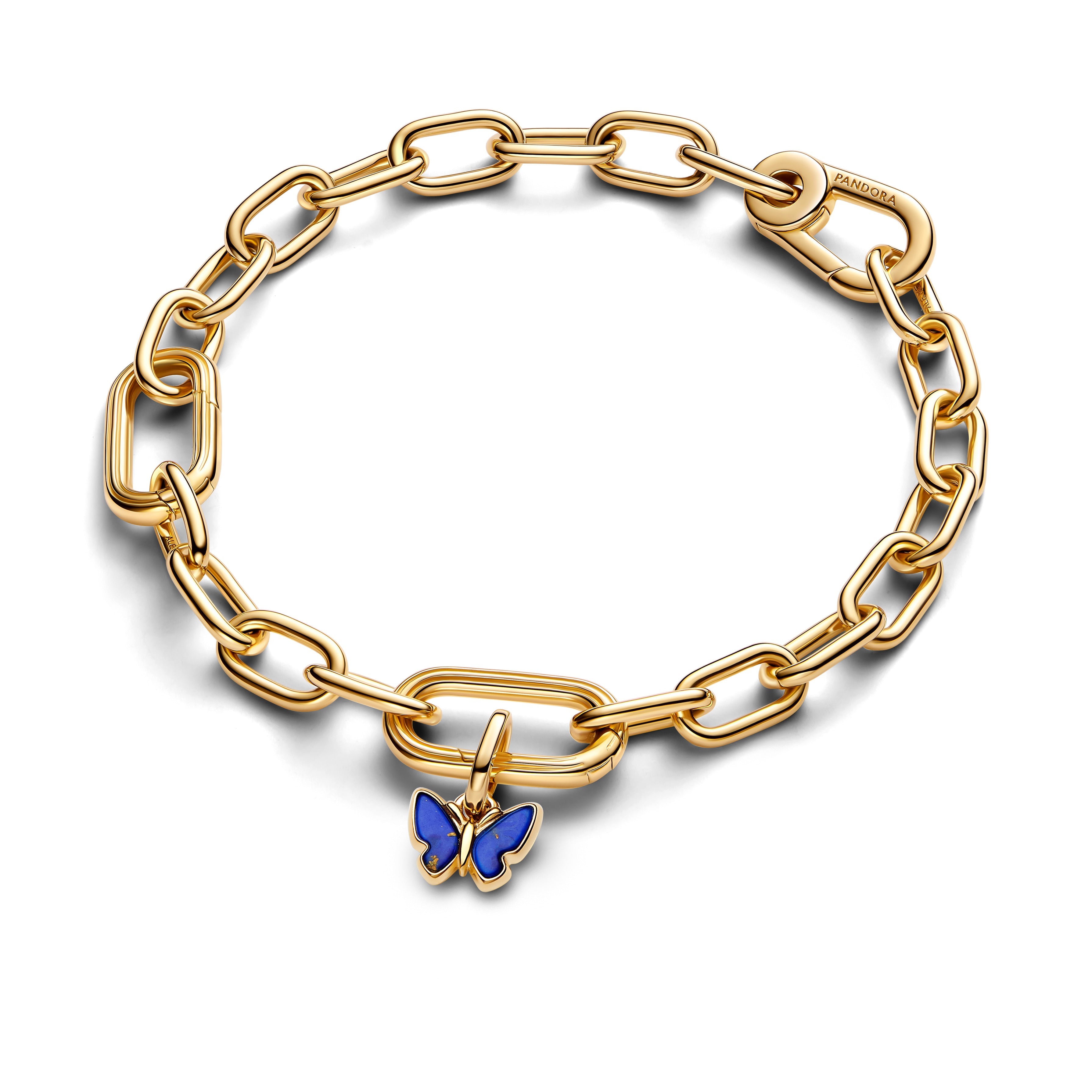 PANDORA Blue Butterfly Mini Dangle Charm 14K Gold Plated Unique Metal Blend Animals Charms Bracelet Charm Jewelry Gift
