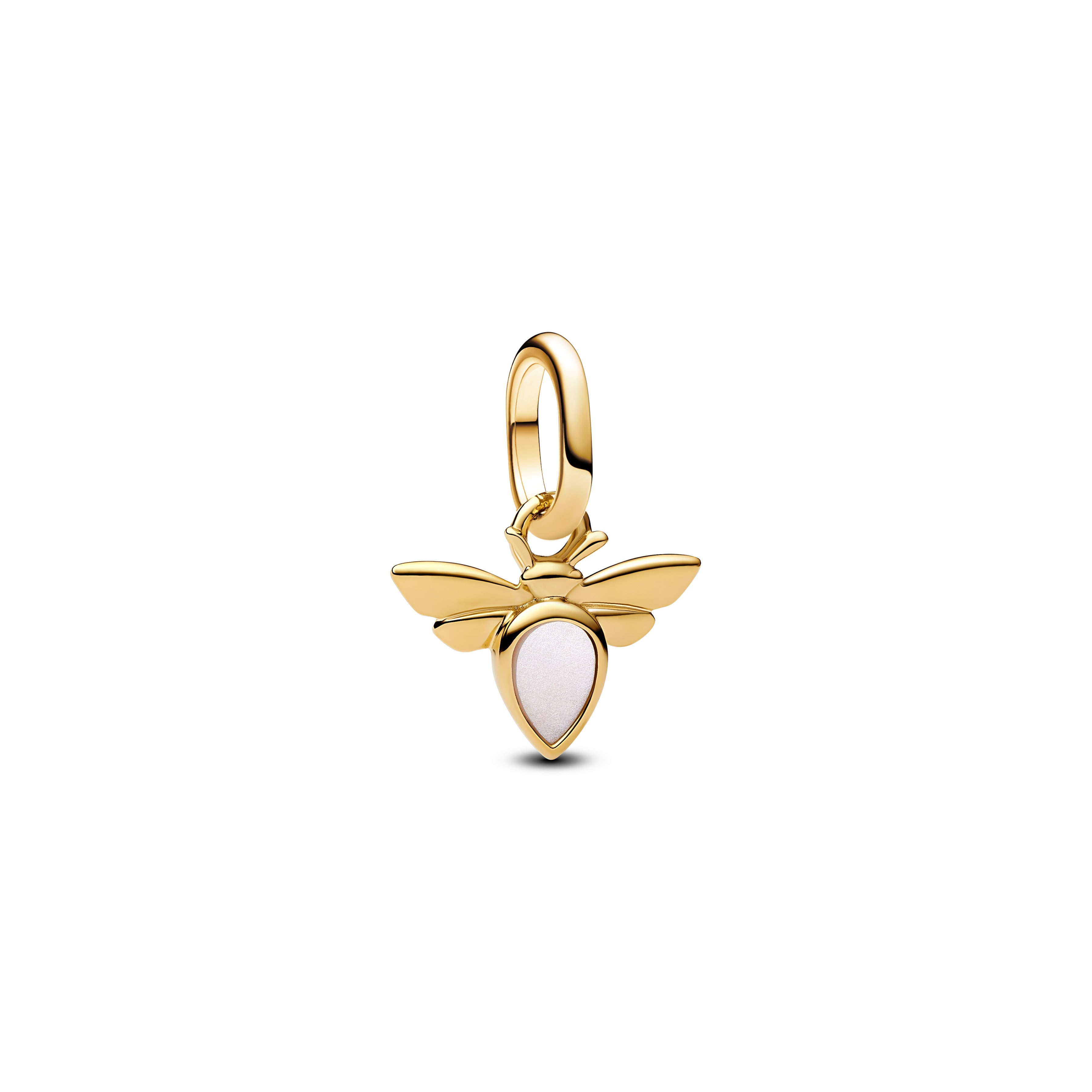 PANDORA White Bee Mini Dangle Charm 14K Gold Plated Unique Metal Blend Animals Charms Bracelet Charm Jewelry Gift