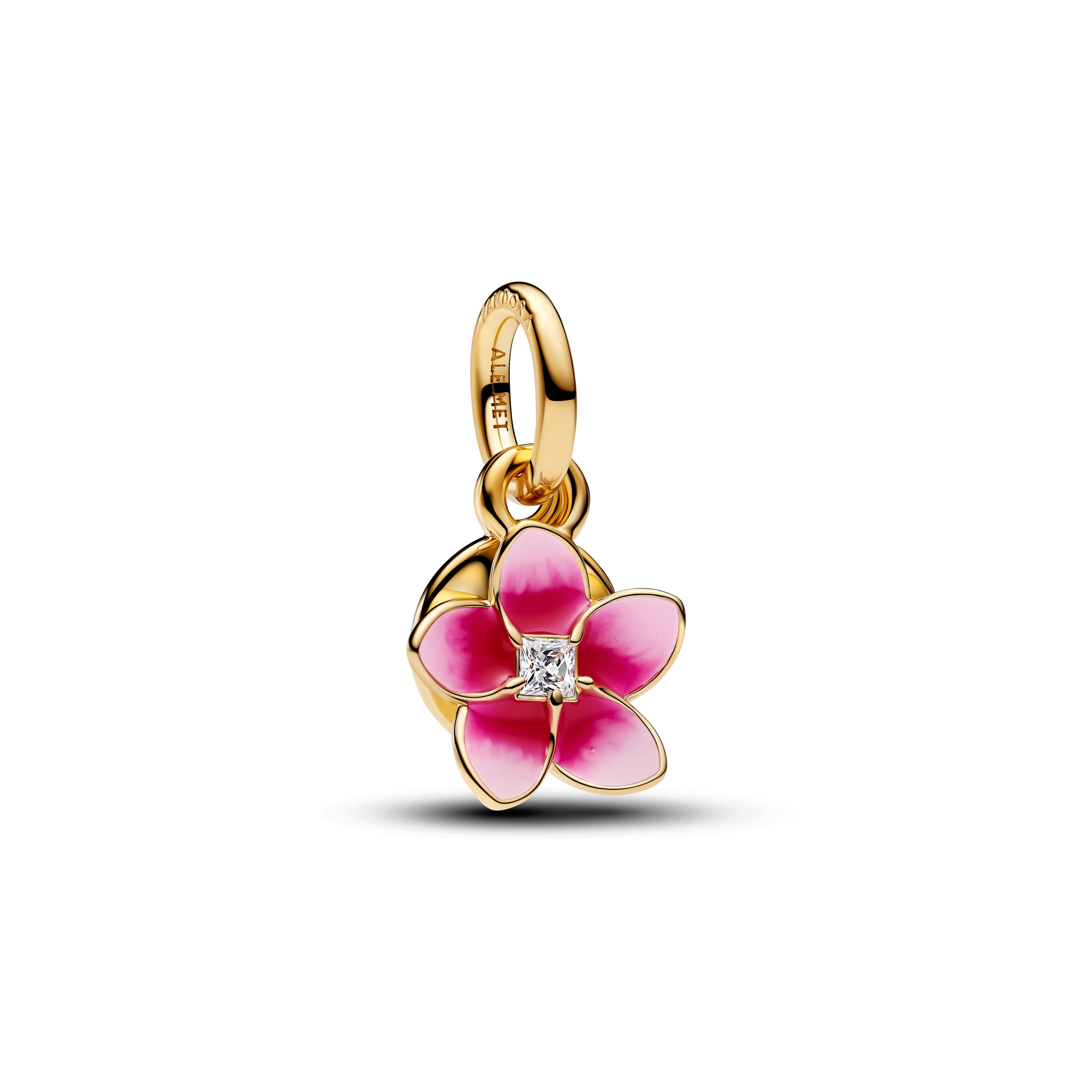 PANDORA Disney Moana Flower Dangle Charm 14K Gold Plated Unique Metal Blend Pink Disney Princess Charms Bracelet Charm Jewelry Gift
