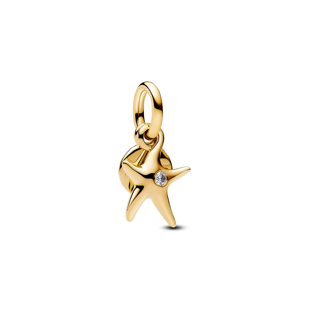 PANDORA Starfish Double Dangle Charm 14K Gold Plated Unique Metal Blend Animals Charms Bracelet Charm Jewelry Gift