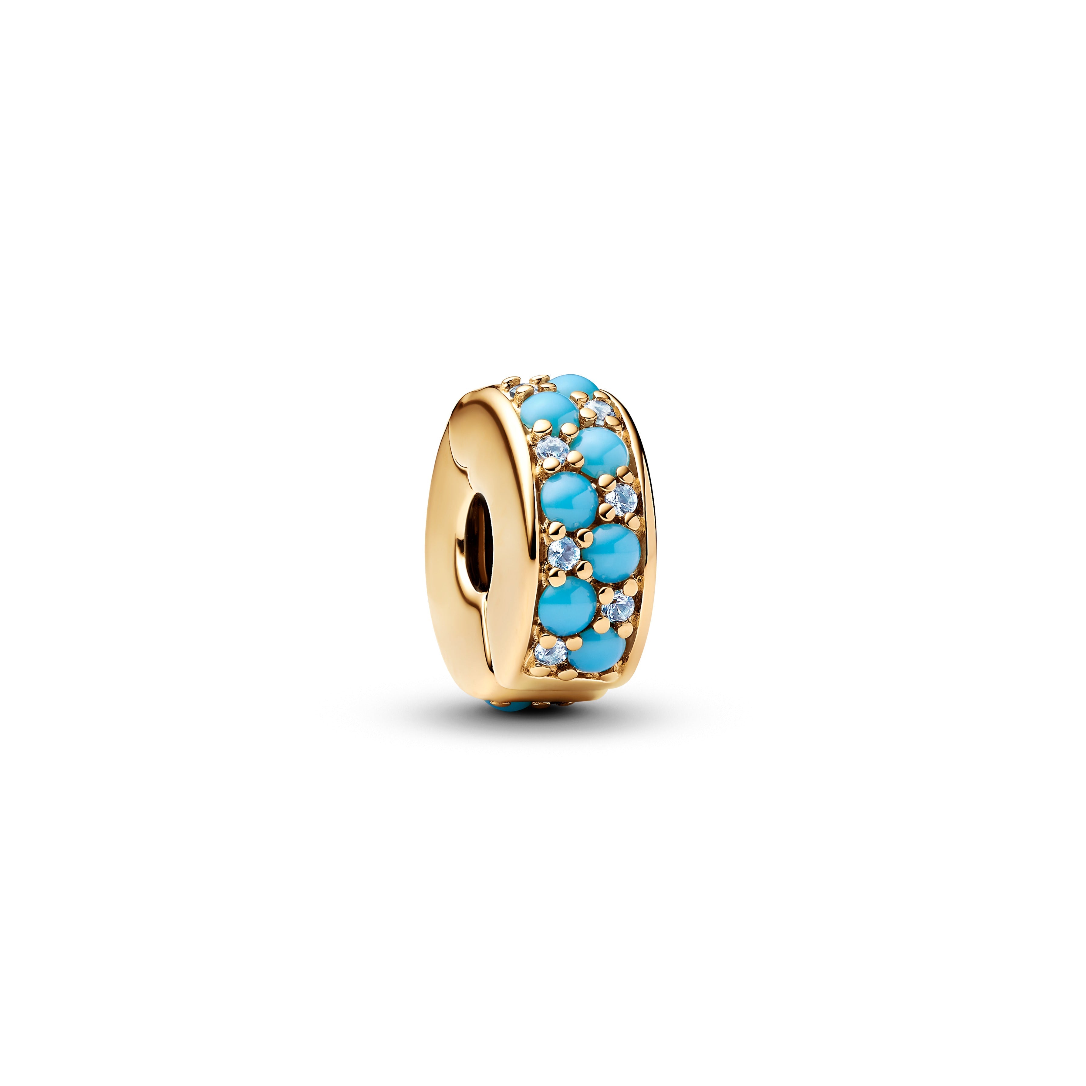 PANDORA Aqua Blue Clip Charm 14K Gold Plated Unique Metal Blend Summer Charms Bracelet Charm Jewelry Gift