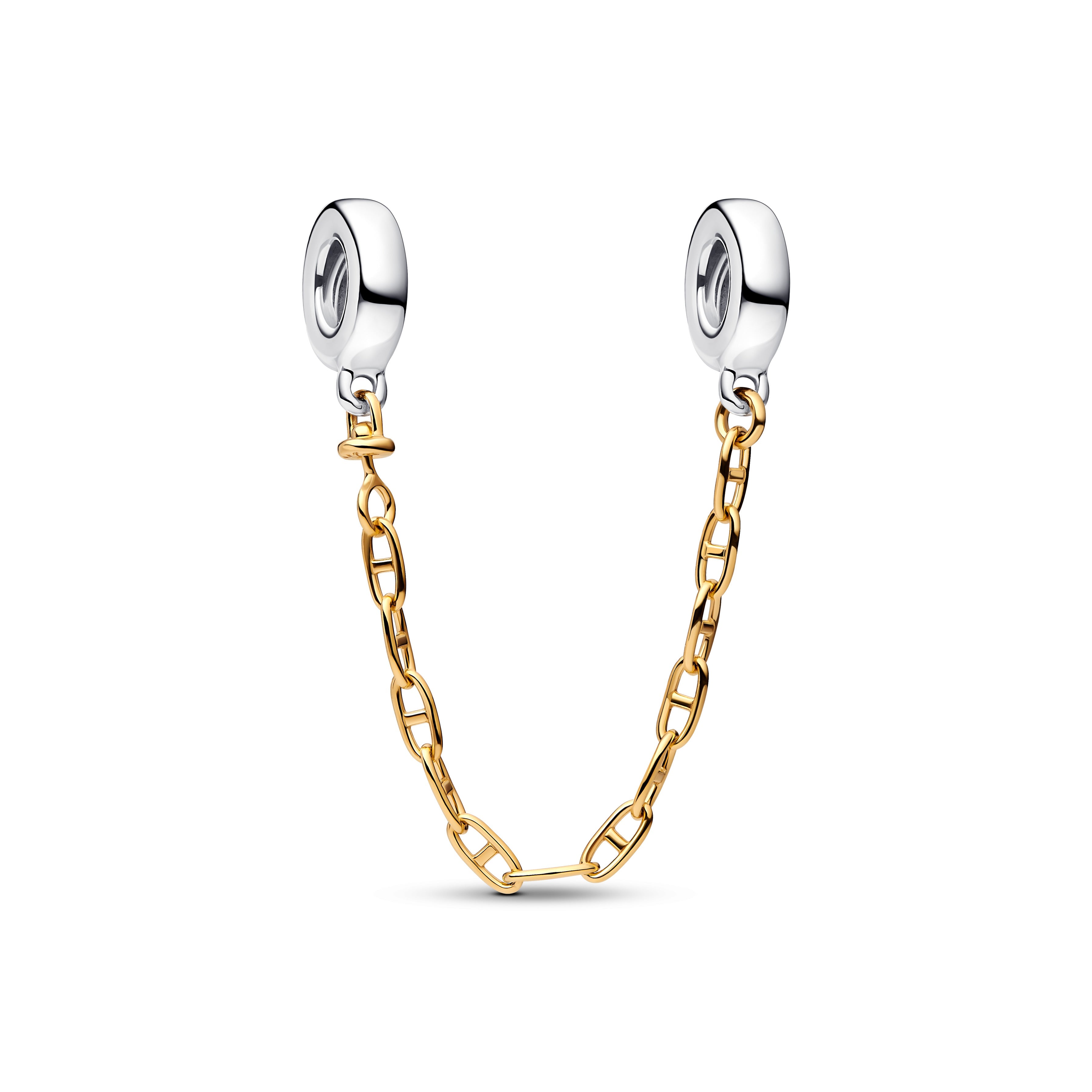 PANDORA Elongated Safety Chain 14K Gold Plated Unique Metal Blend Summer Charms Bracelet Charm Jewelry Gift