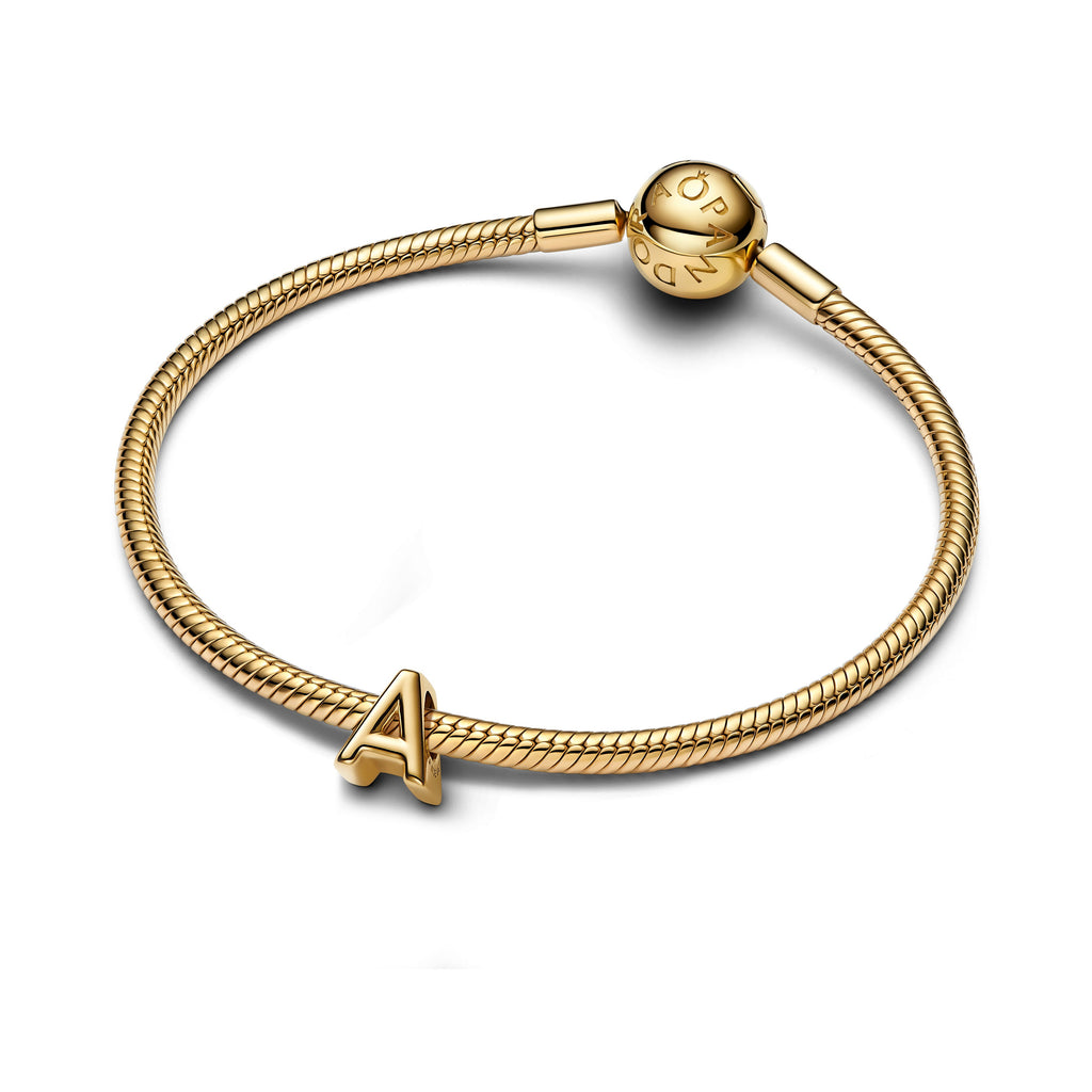 PANDORA Letter A Alphabet Charm 14K Gold Plated Unique Metal Blend Charms Bracelet Charm Jewelry Gift