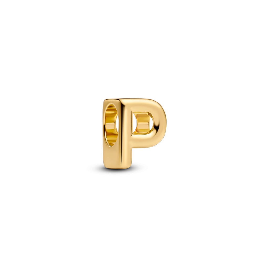 PANDORA Letter P Alphabet Charm 14K Gold Plated Unique Metal Blend Charms Bracelet Charm Jewelry Gift