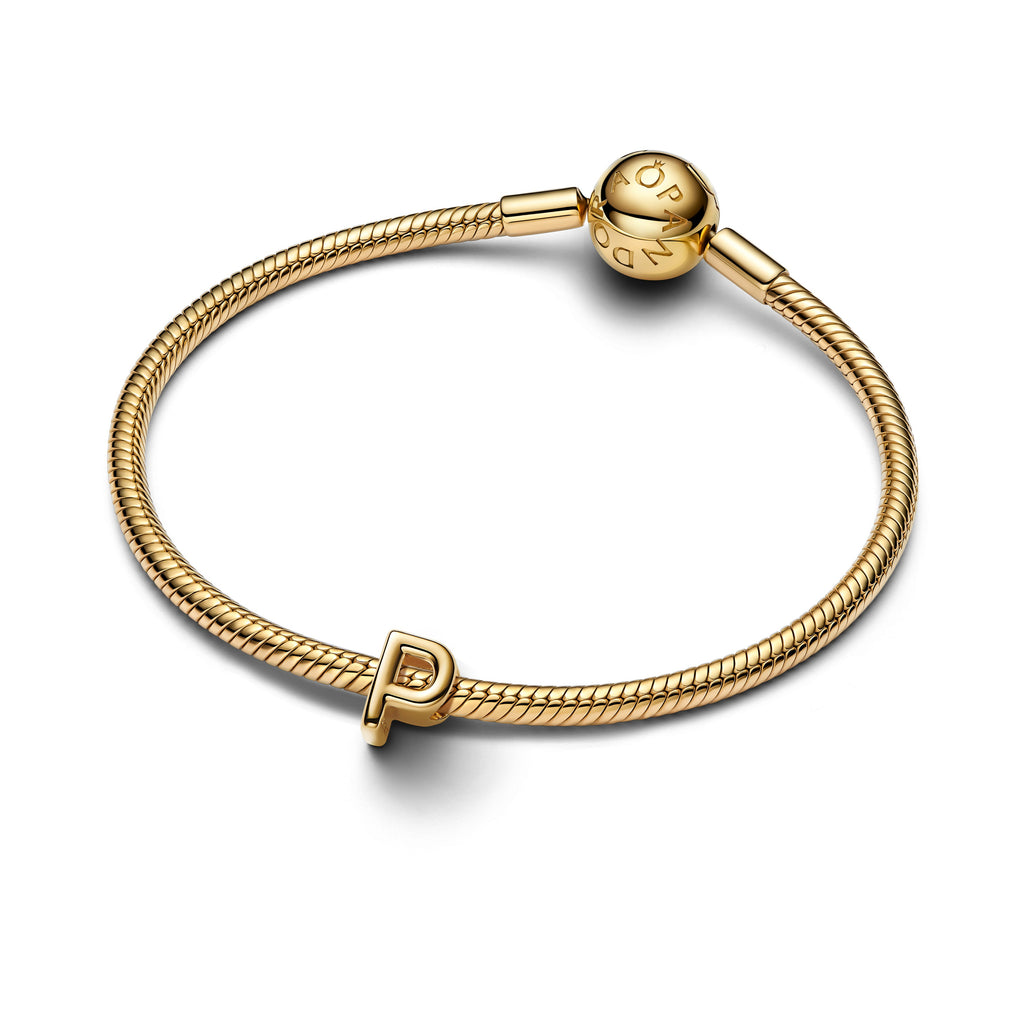 PANDORA Letter P Alphabet Charm 14K Gold Plated Unique Metal Blend Charms Bracelet Charm Jewelry Gift