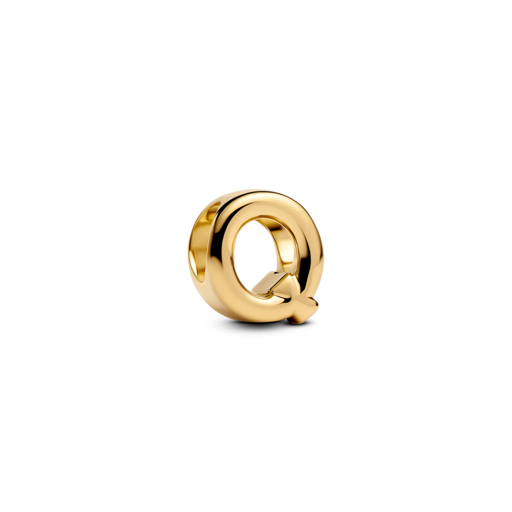 PANDORA Letter Q Alphabet Charm 14K Gold Plated Unique Metal Blend Charms Bracelet Charm Jewelry Gift