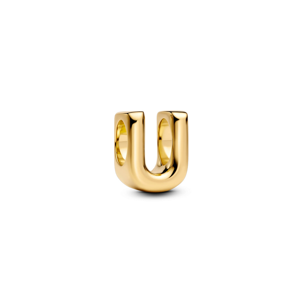 PANDORA Letter U Alphabet Charm 14K Gold Plated Unique Metal Blend Charms Bracelet Charm Jewelry Gift