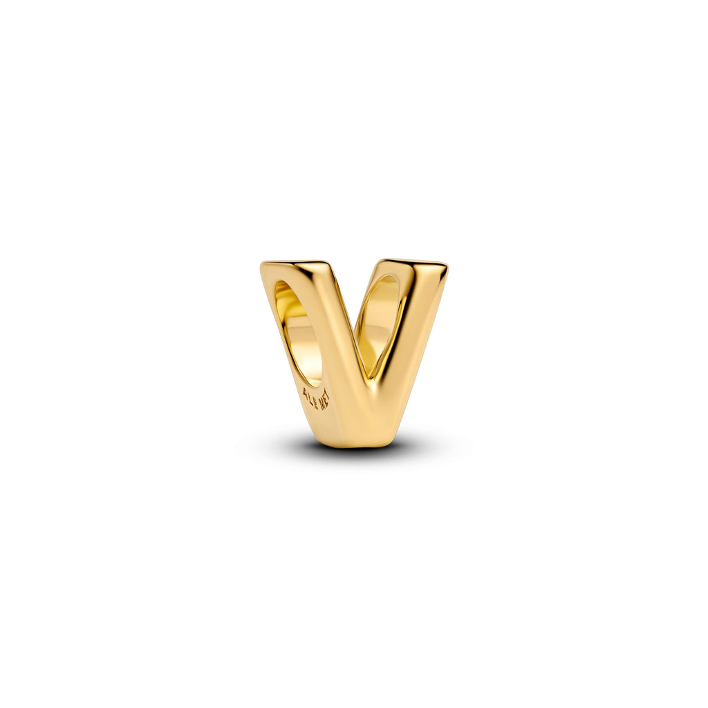 PANDORA Letter V Alphabet Charm 14K Gold Plated Unique Metal Blend Charms Bracelet Charm Jewelry Gift