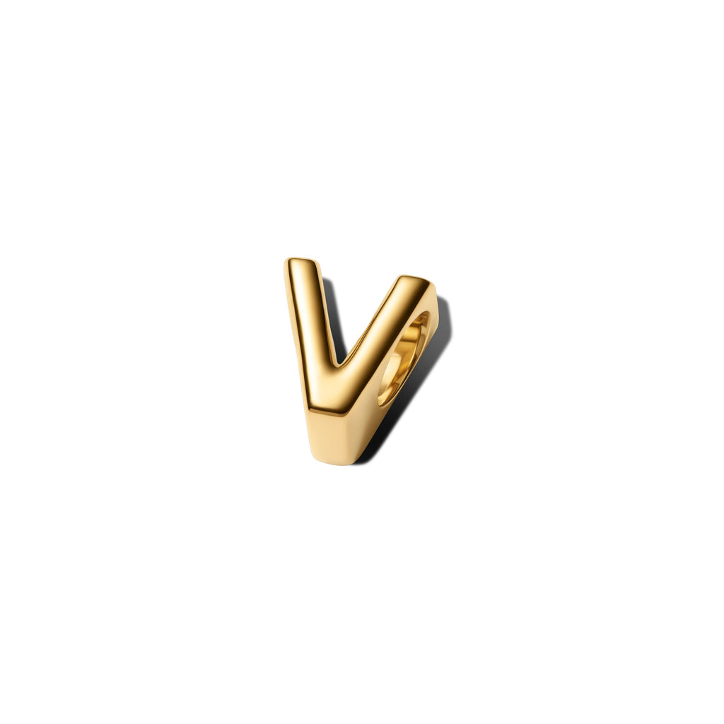 PANDORA Letter V Alphabet Charm 14K Gold Plated Unique Metal Blend Charms Bracelet Charm Jewelry Gift