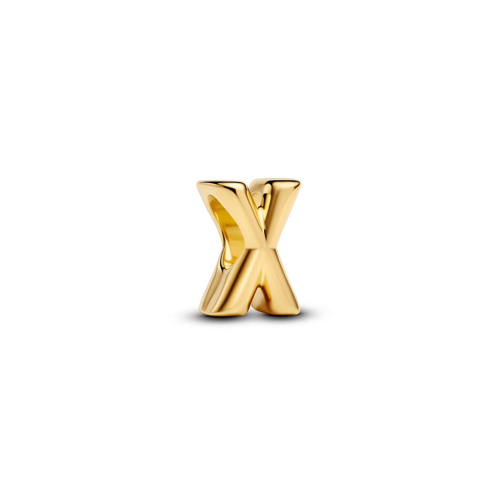 PANDORA Letter X Alphabet Charm 14K Gold Plated Unique Metal Blend Charms Bracelet Charm Jewelry Gift