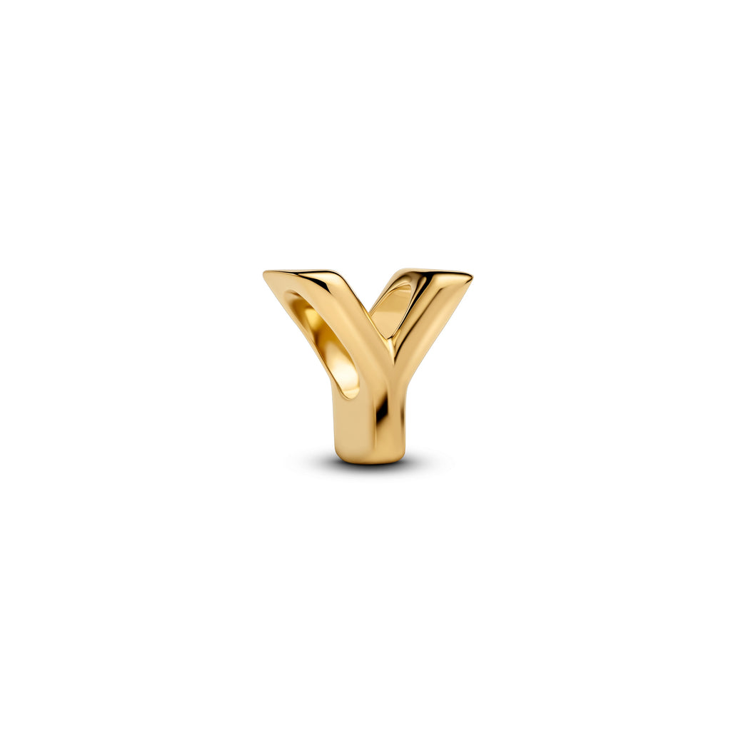 PANDORA Letter Y Alphabet Charm 14K Gold Plated Unique Metal Blend Charms Bracelet Charm Jewelry Gift