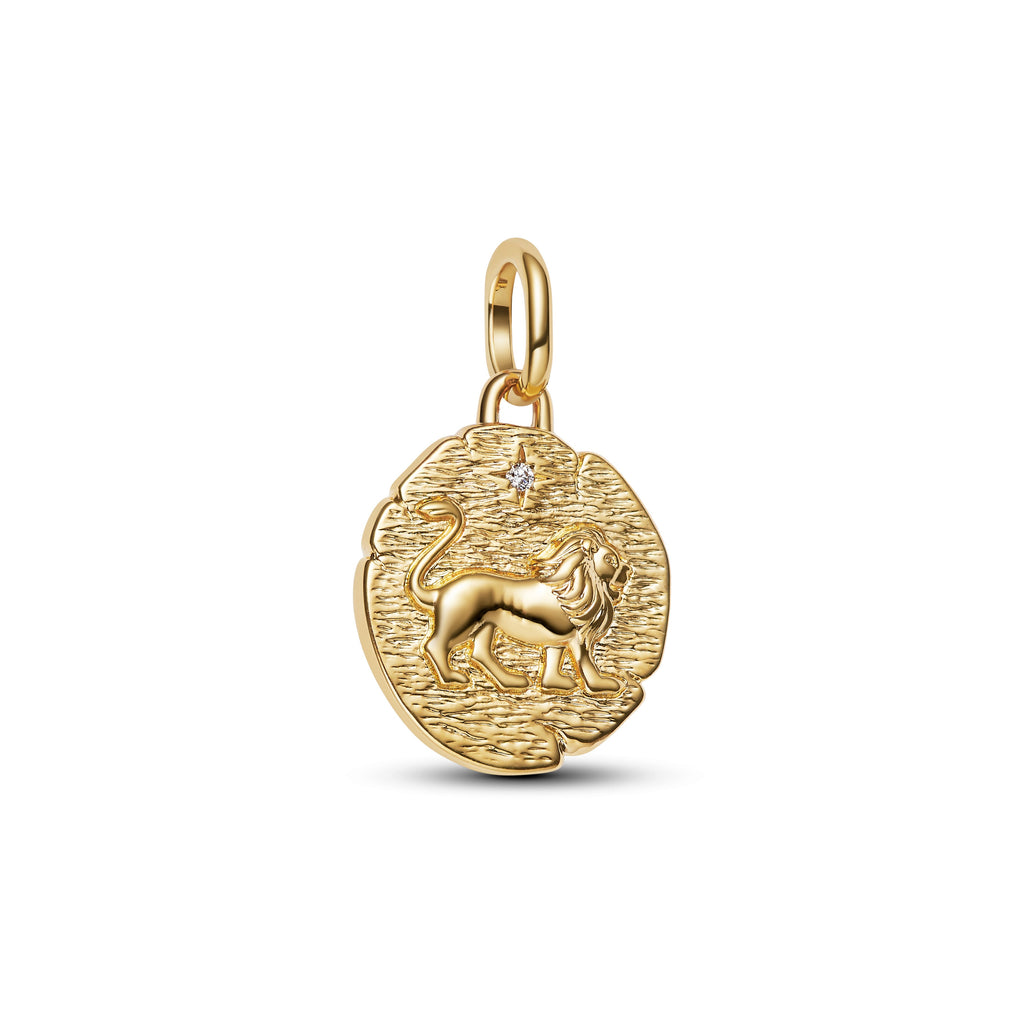 PANDORA Lion Medallion Charm 14K Gold Plated Unique Metal Blend Animals Charms Bracelet Charm Jewelry Gift