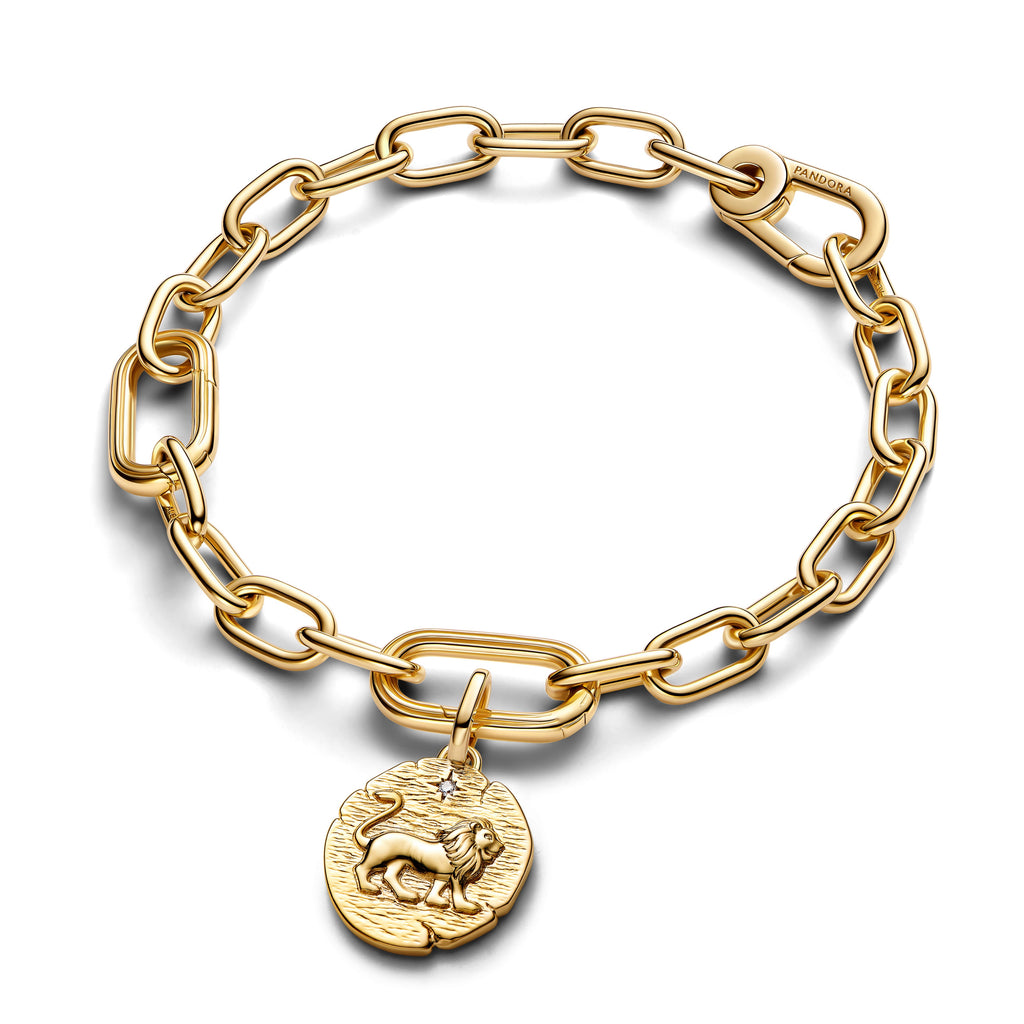 PANDORA Lion Medallion Charm 14K Gold Plated Unique Metal Blend Animals Charms Bracelet Charm Jewelry Gift