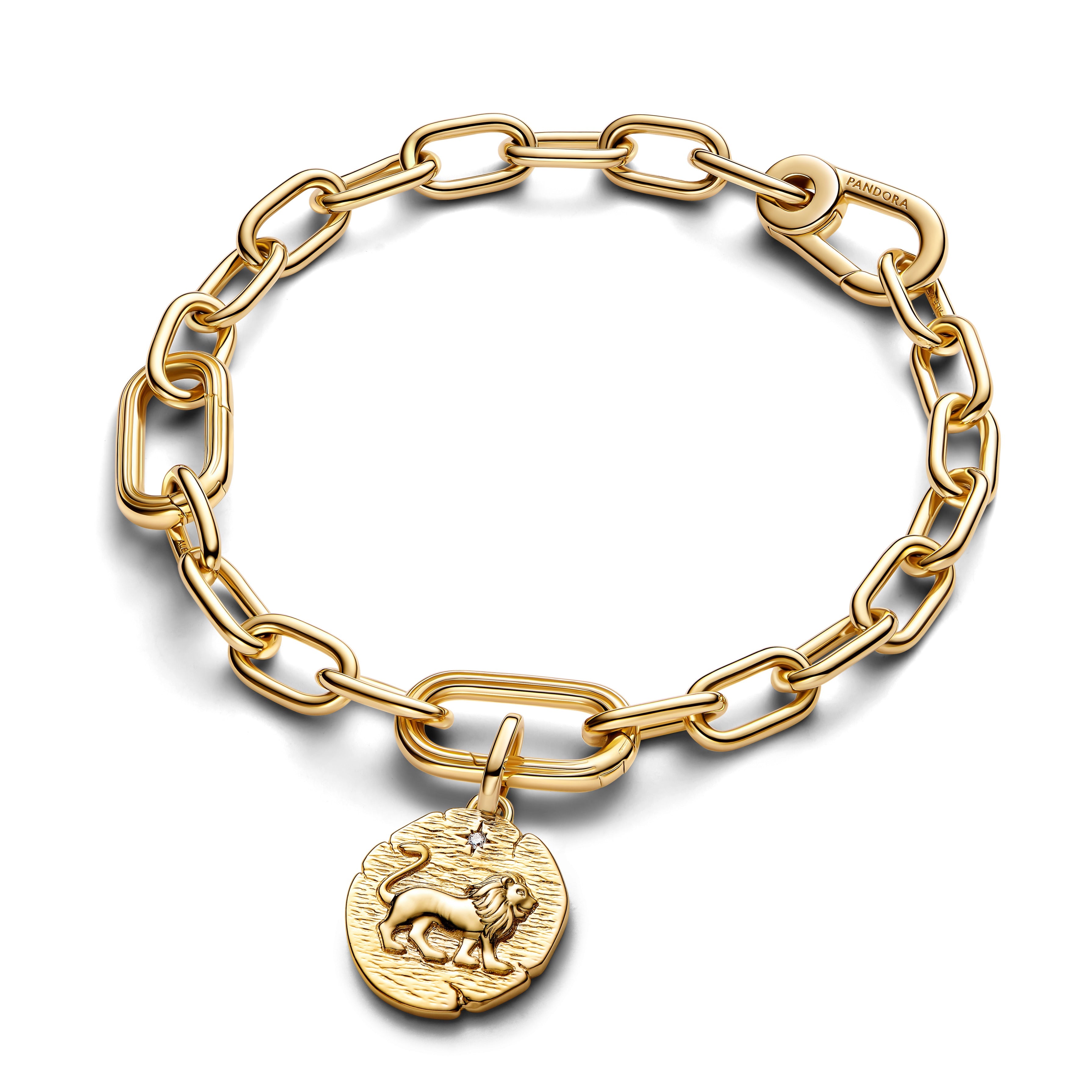PANDORA Lion Medallion Charm 14K Gold Plated Unique Metal Blend Animals Charms Bracelet Charm Jewelry Gift