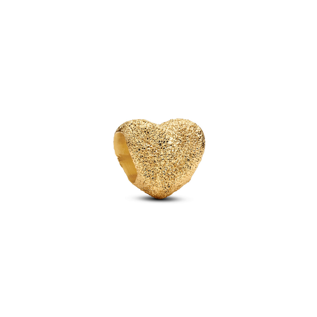 PANDORA Textured Heart Mini Charm 14K Gold Plated Unique Metal Blend Be Love Charms Bracelet Charm Jewelry Gift