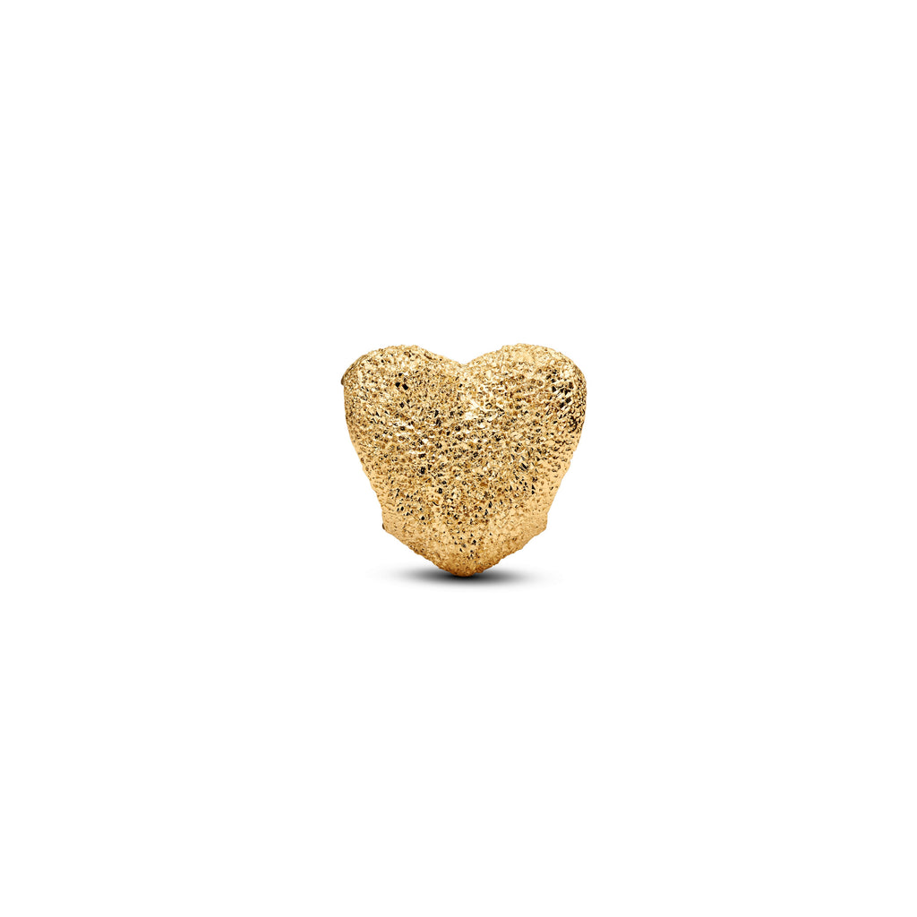 PANDORA Textured Heart Mini Charm 14K Gold Plated Unique Metal Blend Be Love Charms Bracelet Charm Jewelry Gift