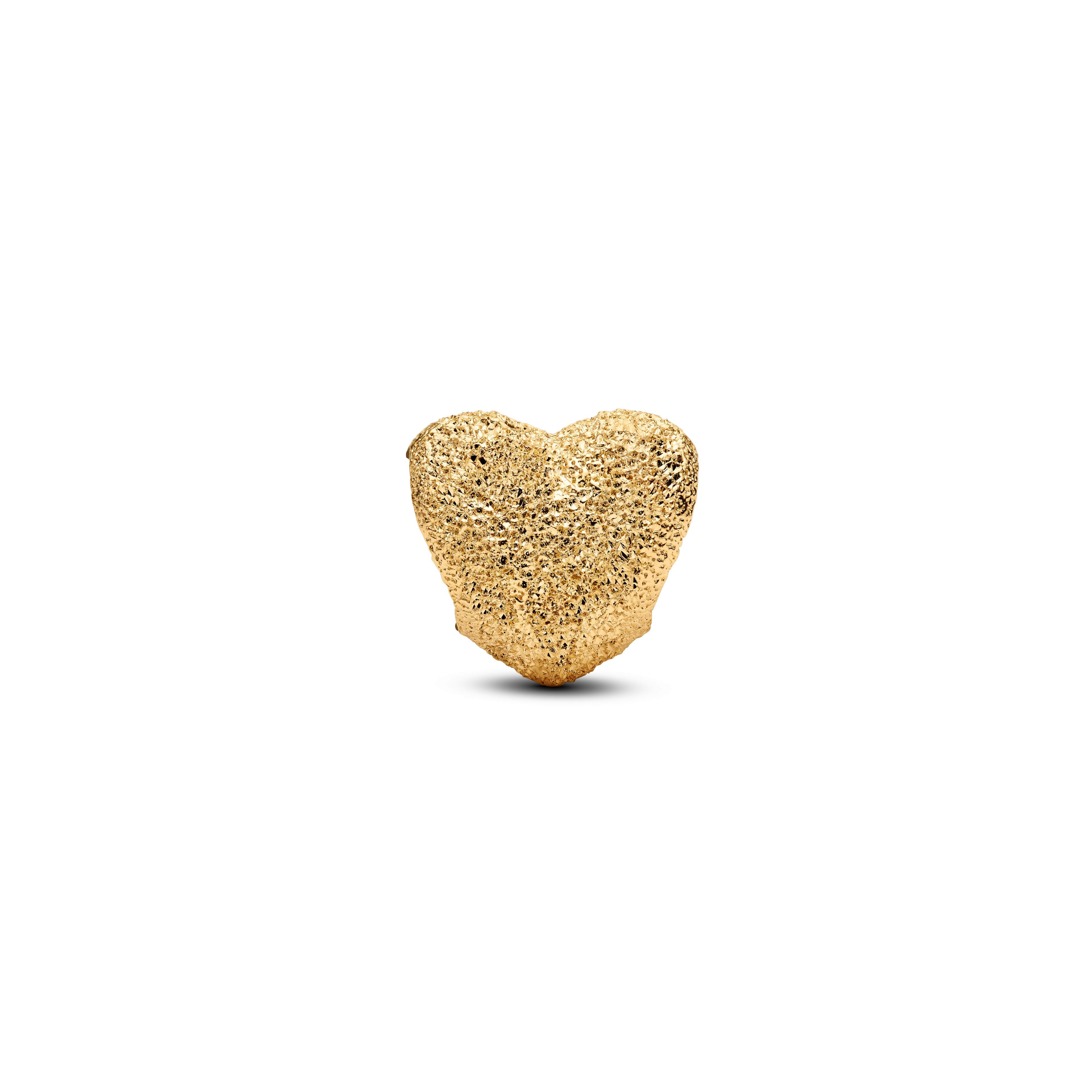 PANDORA Textured Heart Mini Charm 14K Gold Plated Unique Metal Blend Be Love Charms Bracelet Charm Jewelry Gift