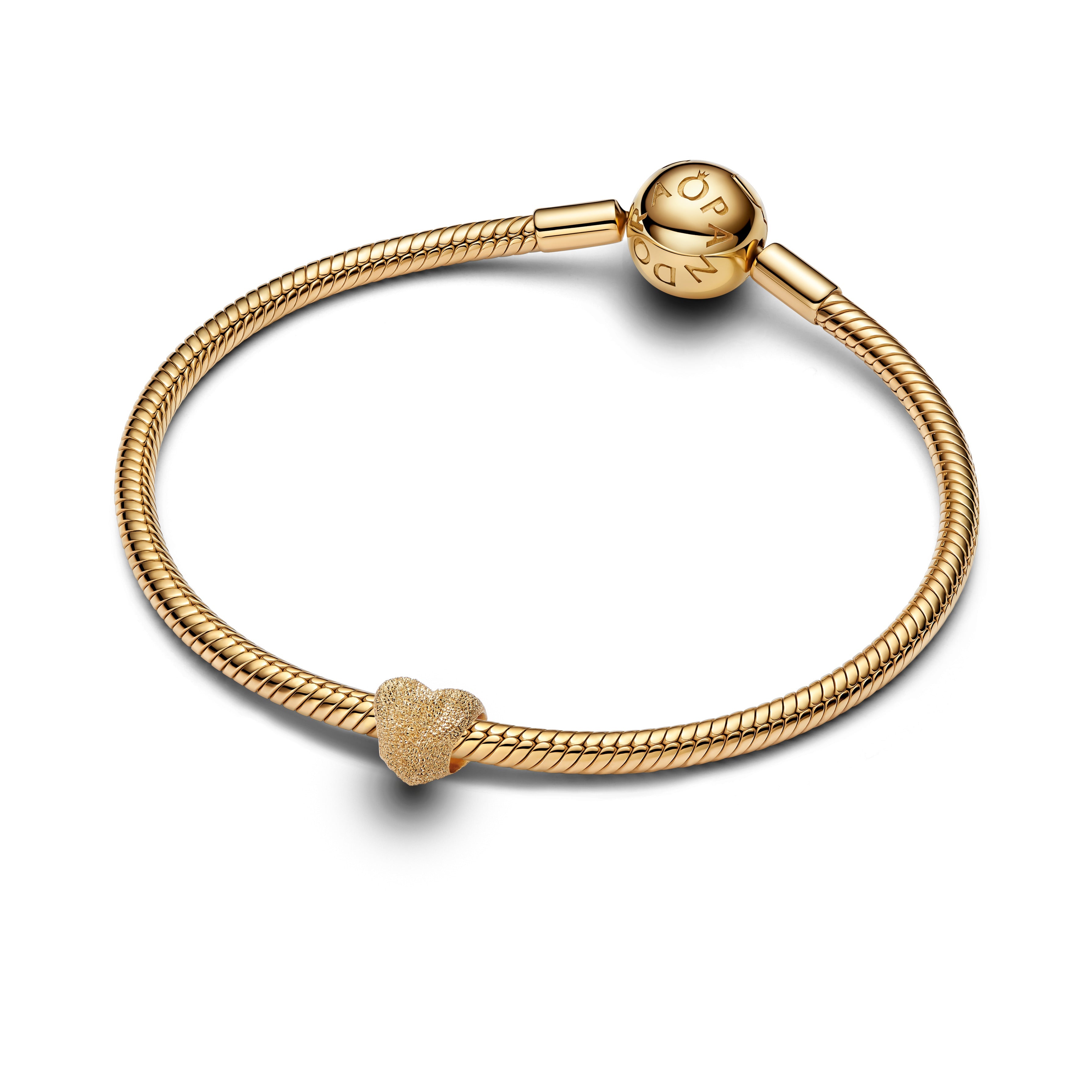 PANDORA Textured Heart Mini Charm 14K Gold Plated Unique Metal Blend Be Love Charms Bracelet Charm Jewelry Gift