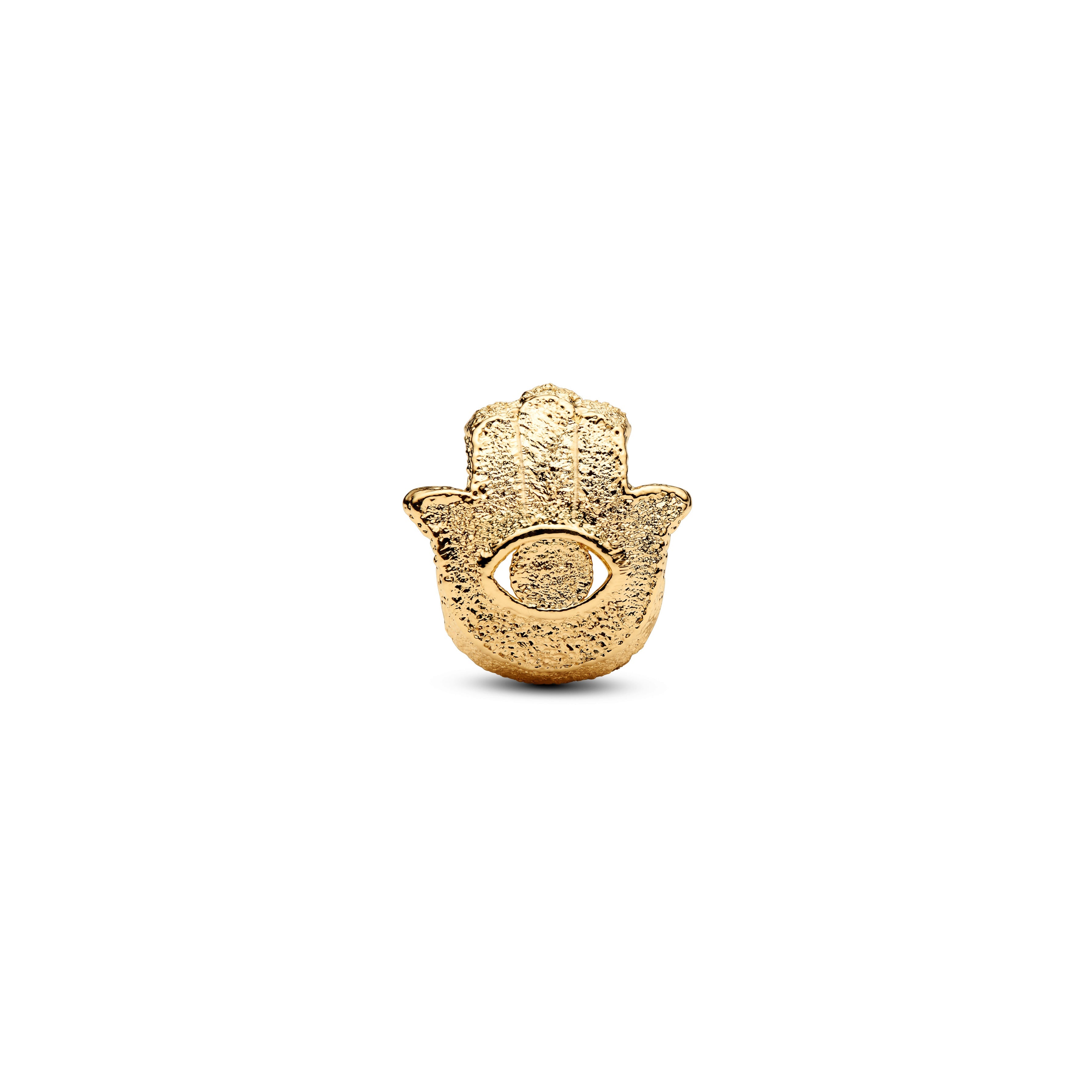 PANDORA Textured Hamsa Hand Mini Charm 14K Gold Plated Unique Metal Blend Symbols Charms Bracelet Charm Jewelry Gift
