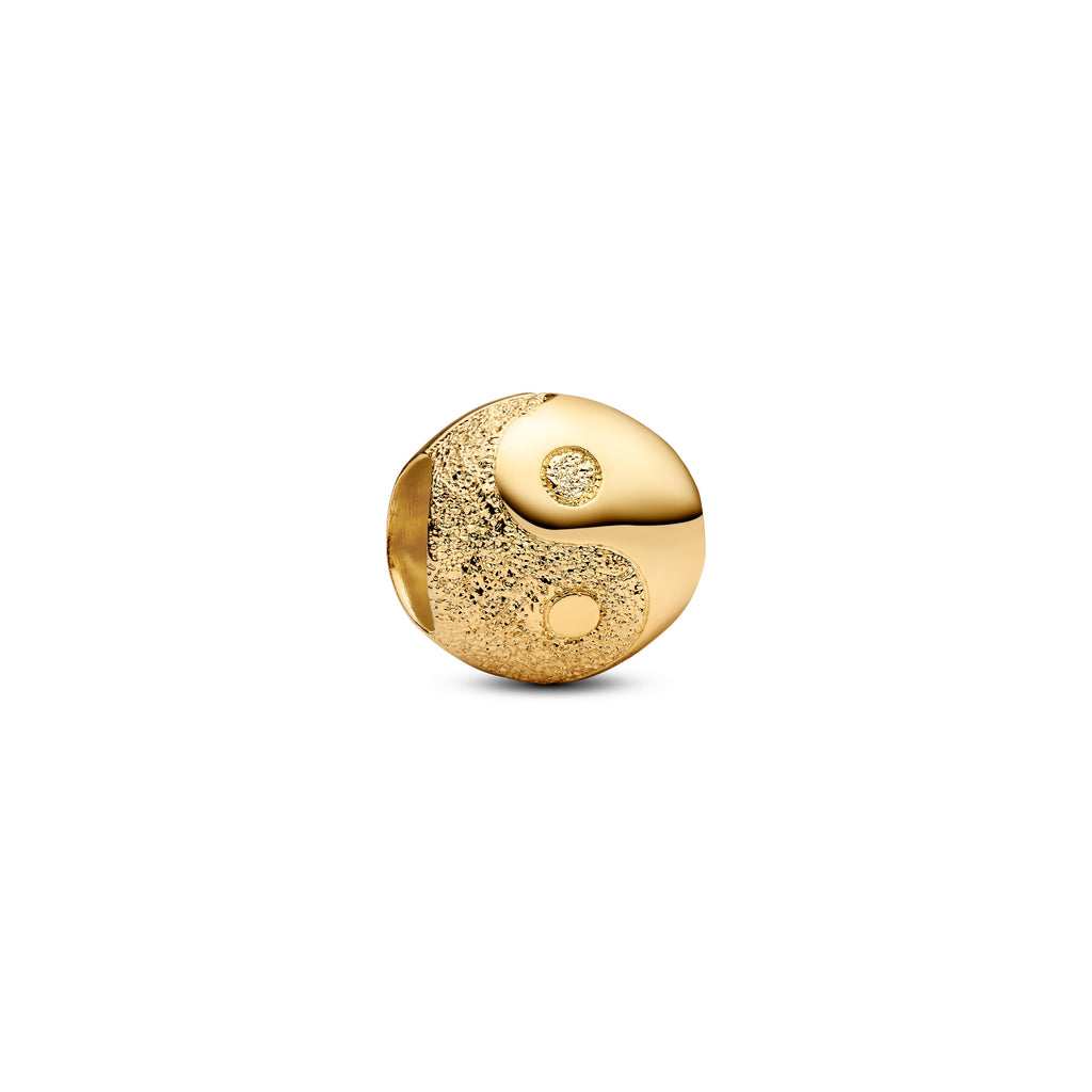 PANDORA Textured Yin And Yang Mini Charm 14K Gold Plated Unique Metal Blend Symbols Charms Bracelet Charm Jewelry Gift
