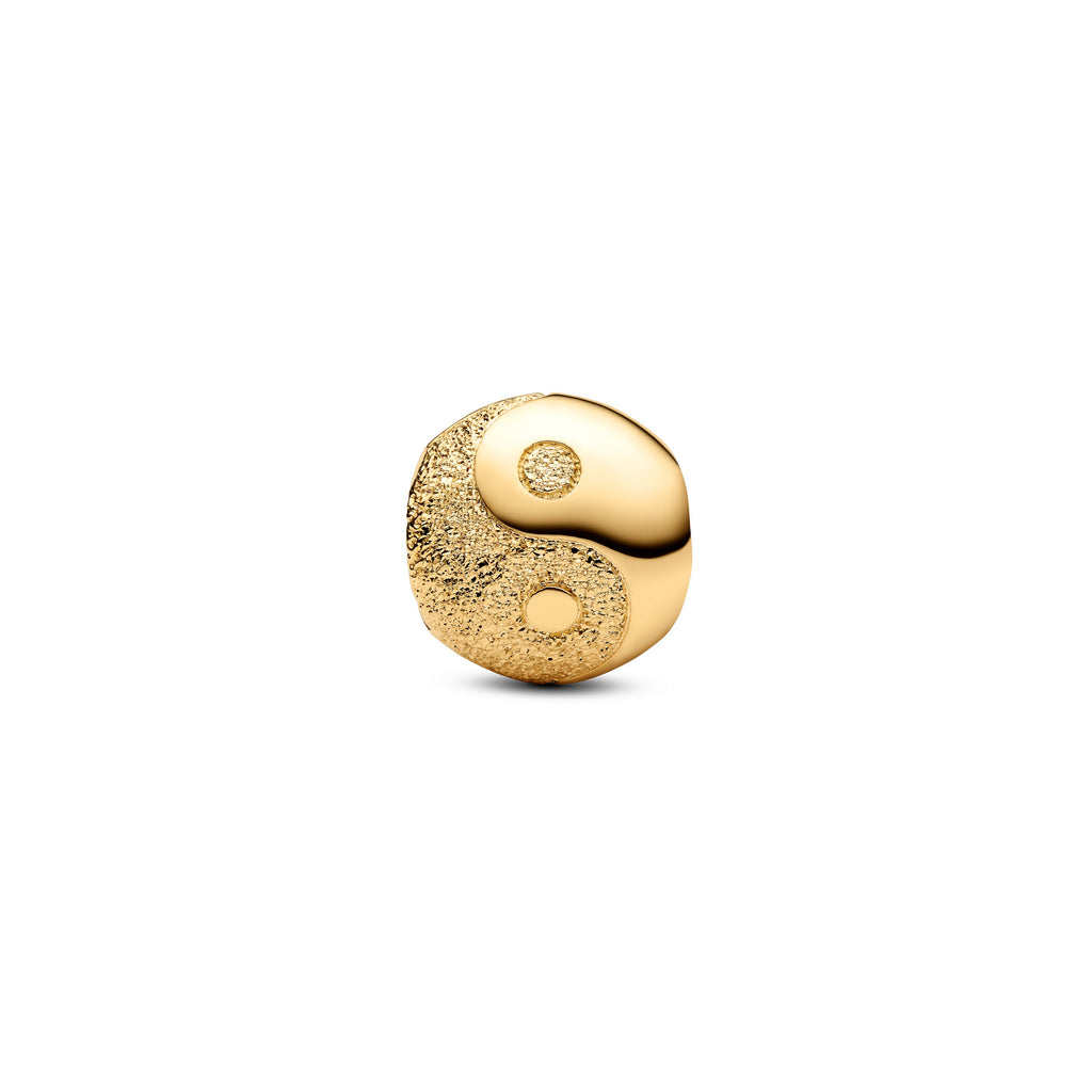 PANDORA Textured Yin And Yang Mini Charm 14K Gold Plated Unique Metal Blend Symbols Charms Bracelet Charm Jewelry Gift
