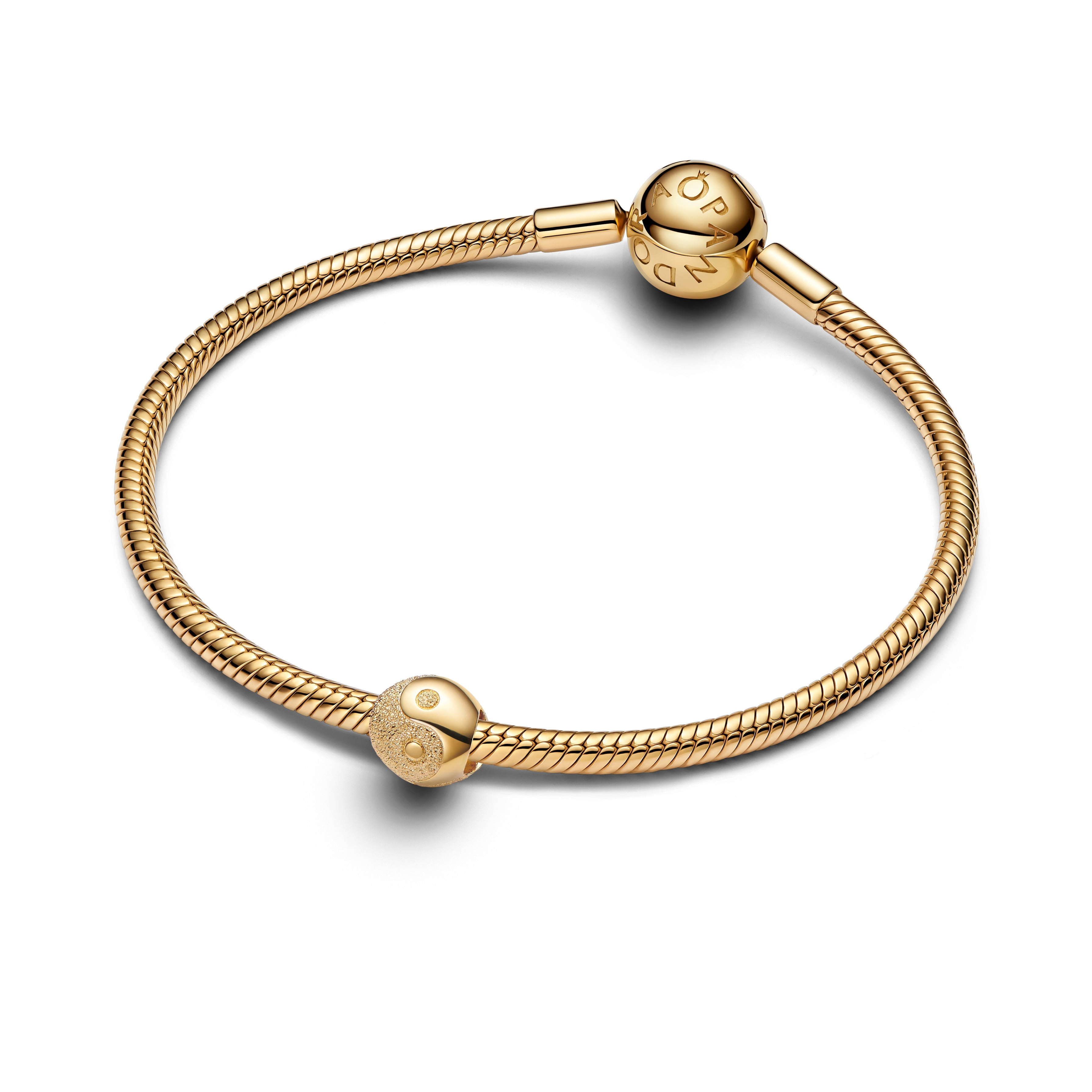 PANDORA Textured Yin And Yang Mini Charm 14K Gold Plated Unique Metal Blend Symbols Charms Bracelet Charm Jewelry Gift