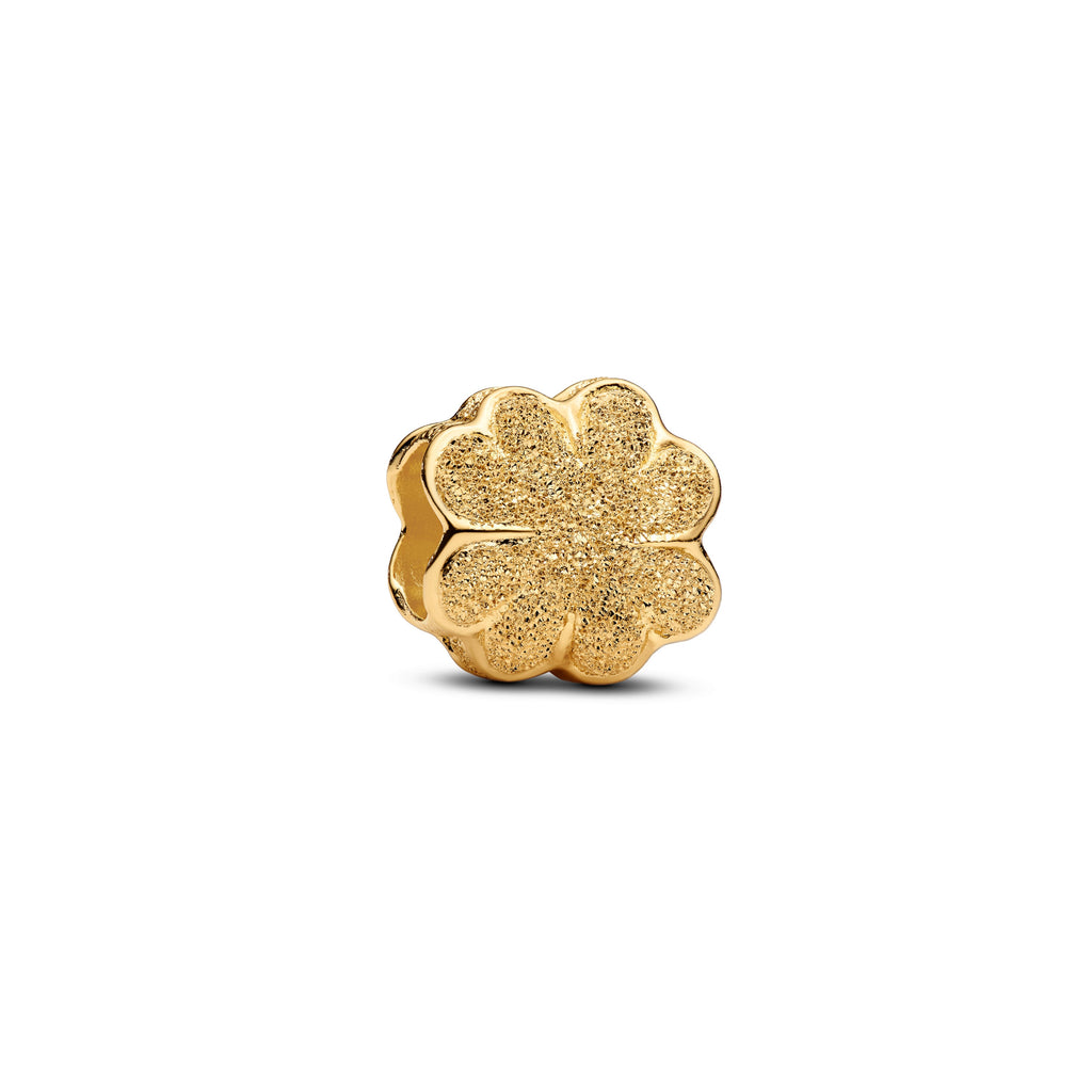 PANDORA Textured Clover Mini Charm 14K Gold Plated Unique Metal Blend Symbols Charms Bracelet Charm Jewelry Gift
