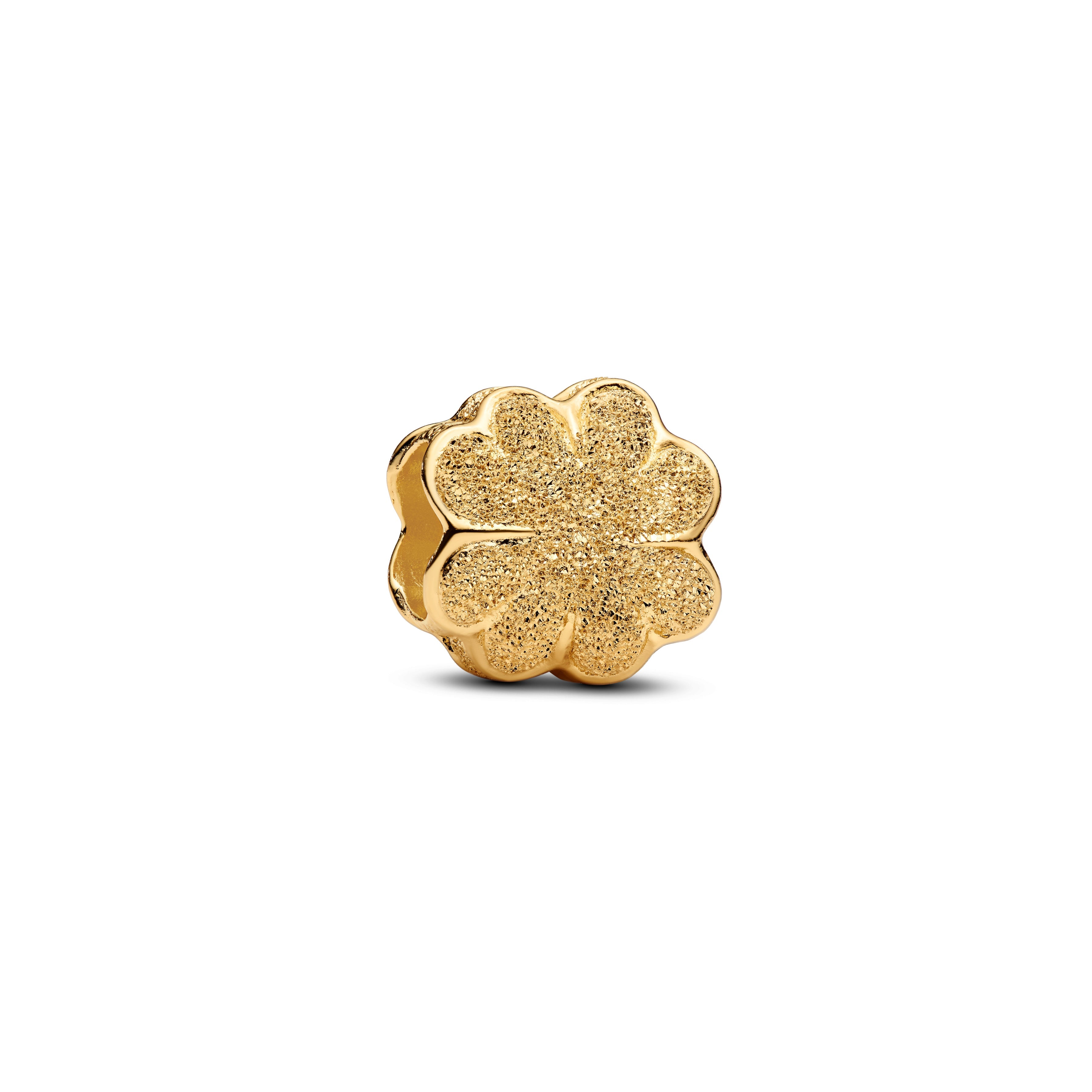 PANDORA Textured Clover Mini Charm 14K Gold Plated Unique Metal Blend Symbols Charms Bracelet Charm Jewelry Gift