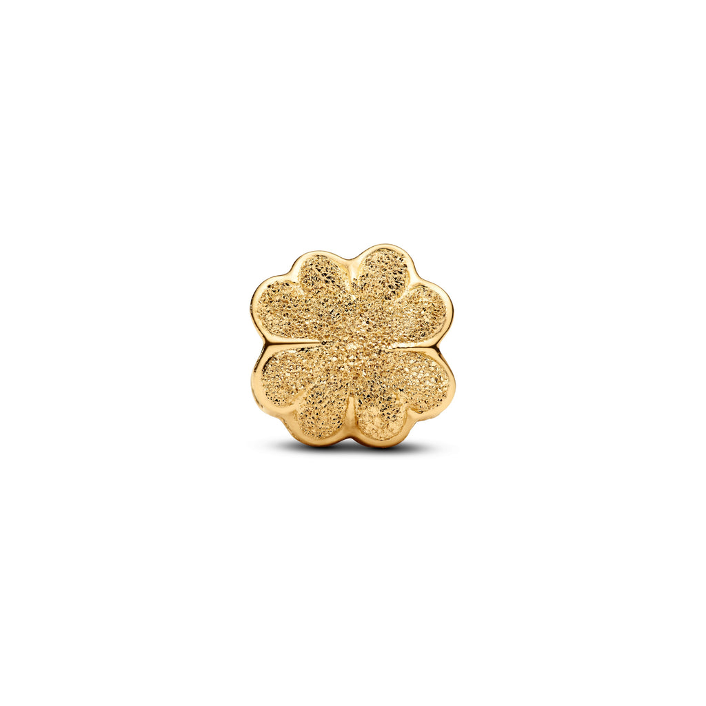 PANDORA Textured Clover Mini Charm 14K Gold Plated Unique Metal Blend Symbols Charms Bracelet Charm Jewelry Gift