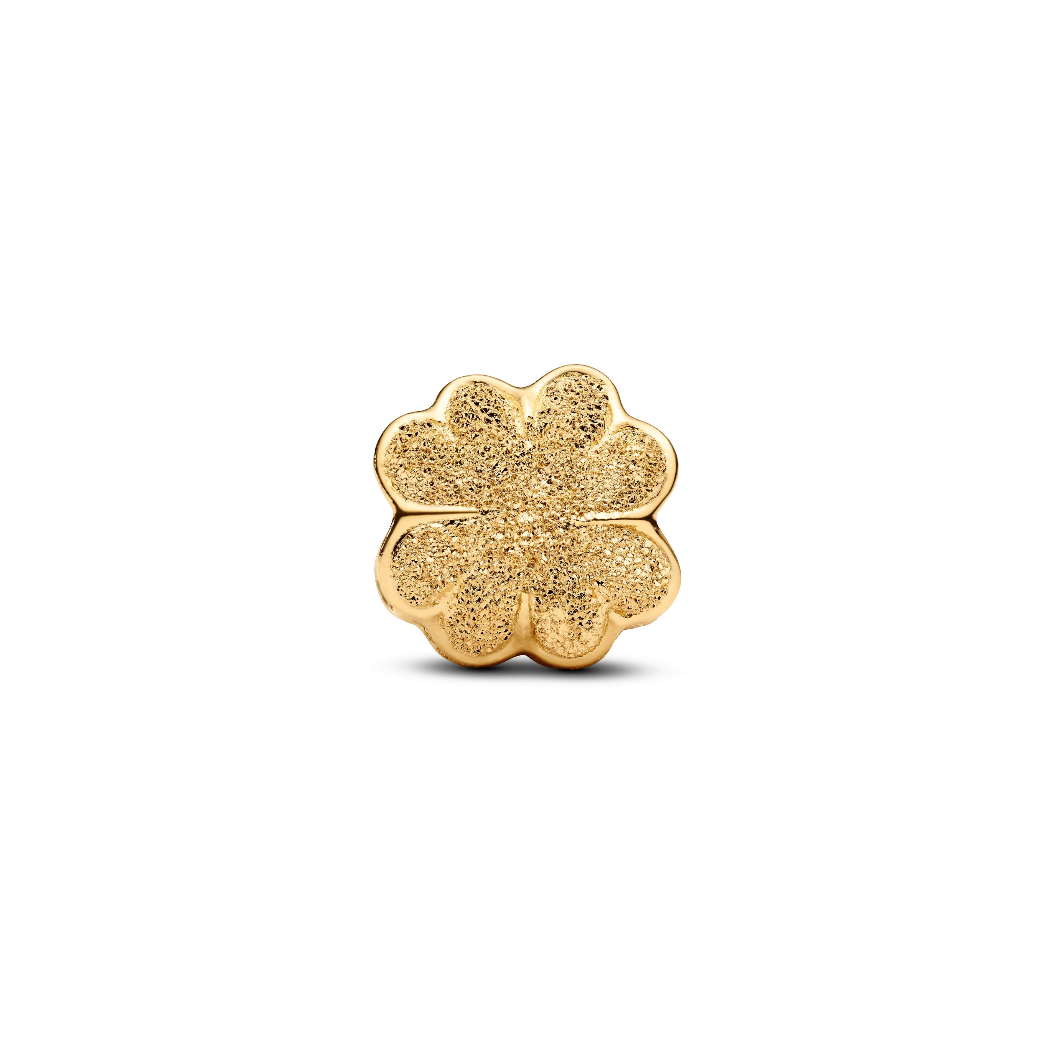 PANDORA Textured Clover Mini Charm 14K Gold Plated Unique Metal Blend Symbols Charms Bracelet Charm Jewelry Gift