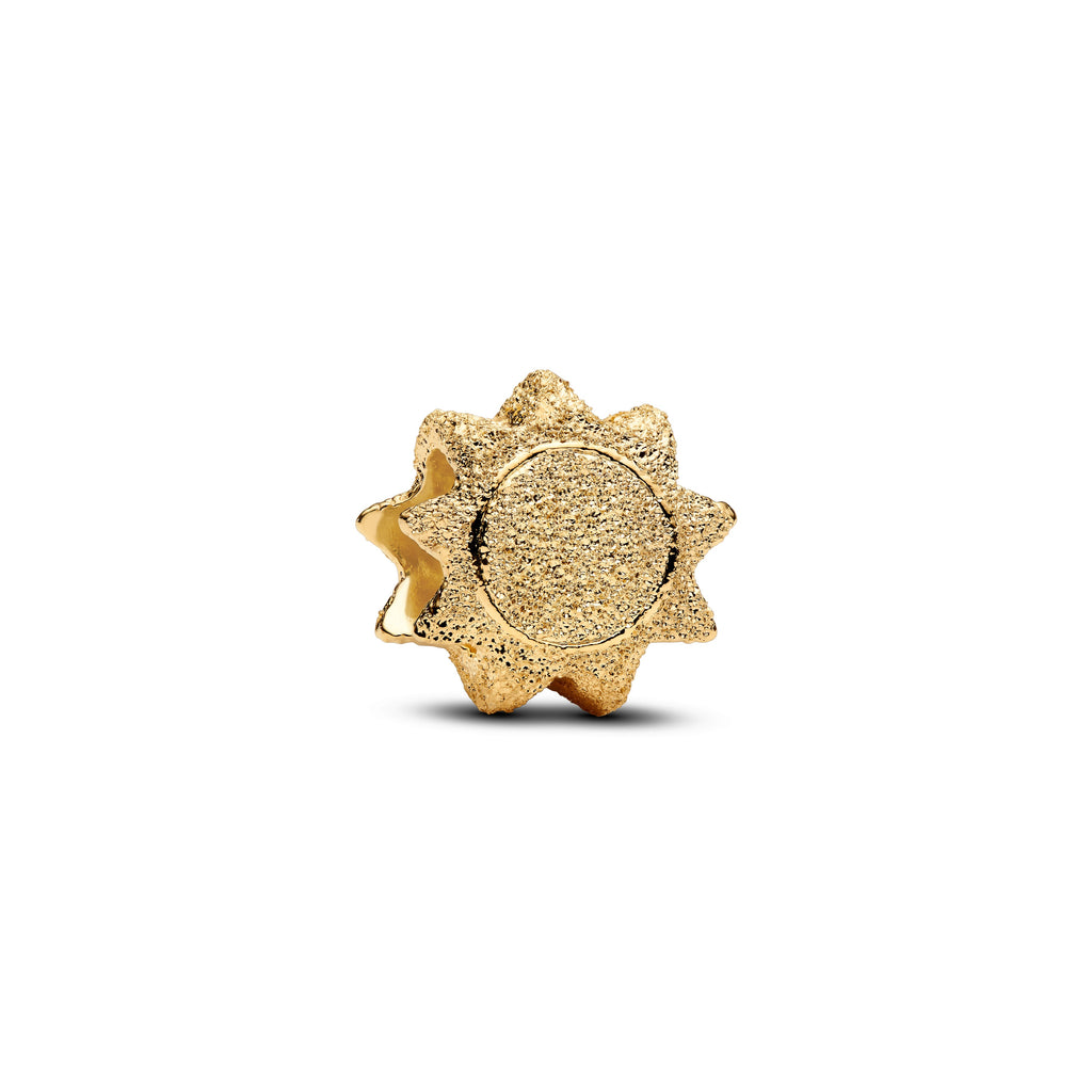 PANDORA Textured Sun Mini Charm 14K Gold Plated Unique Metal Blend Nature And Celestial Charms Bracelet Charm Jewelry Gift