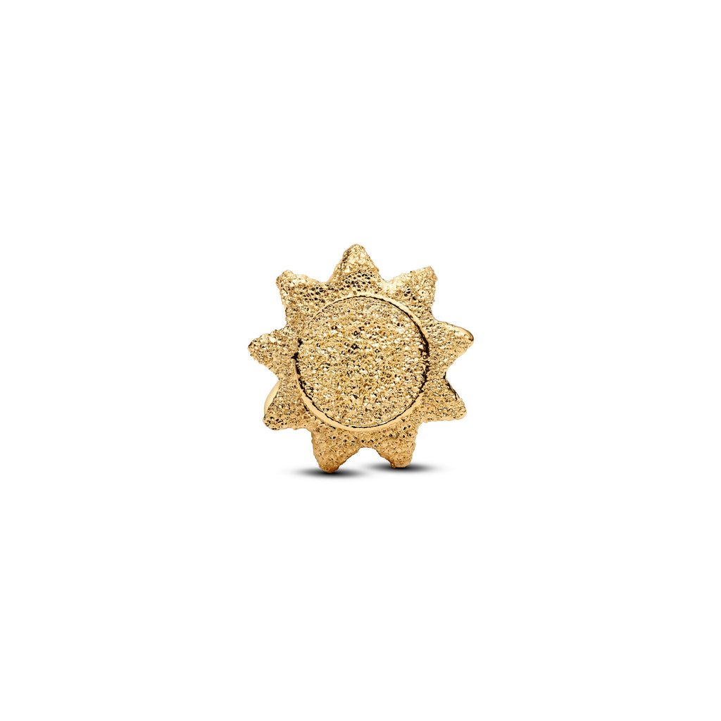 PANDORA Textured Sun Mini Charm 14K Gold Plated Unique Metal Blend Nature And Celestial Charms Bracelet Charm Jewelry Gift