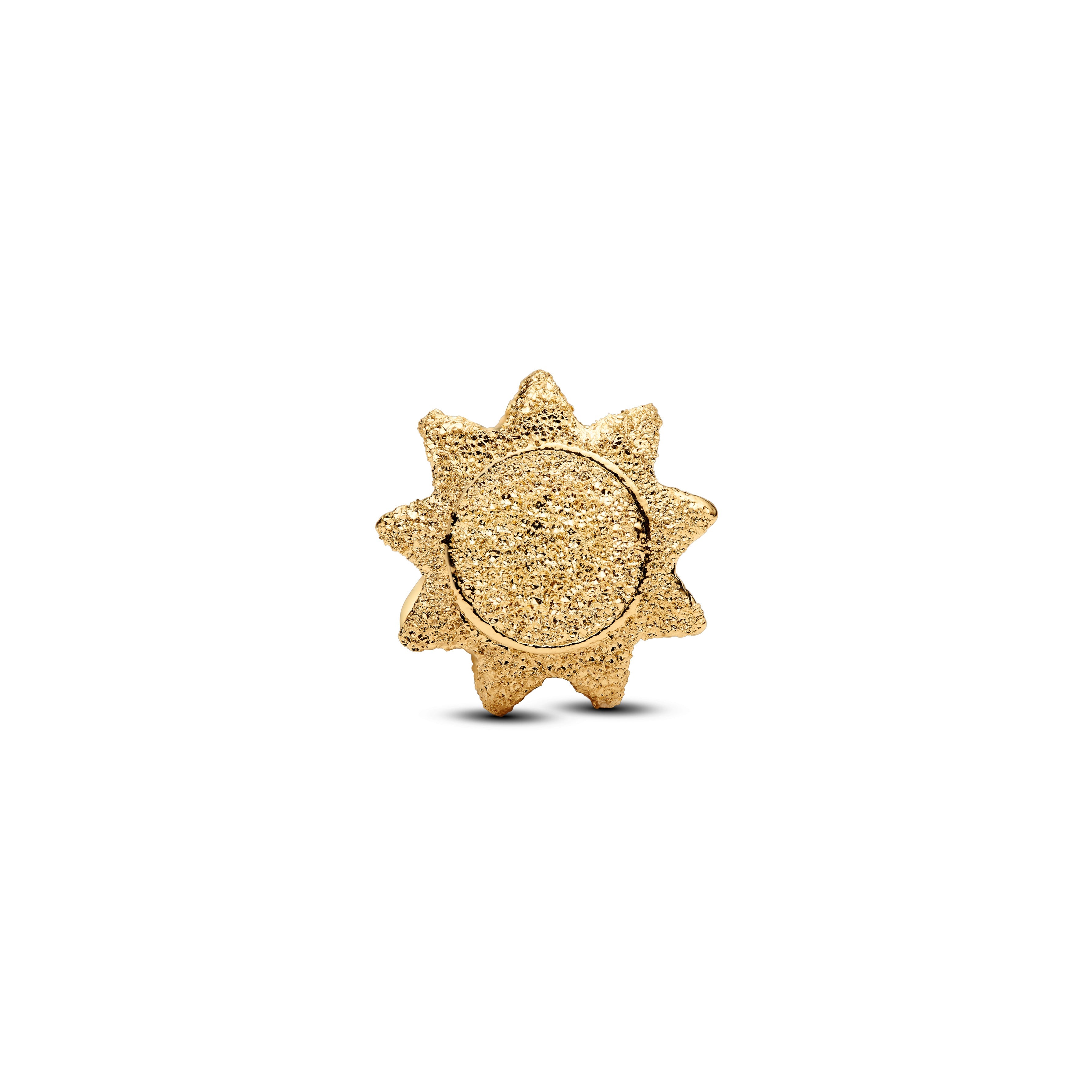 PANDORA Textured Sun Mini Charm 14K Gold Plated Unique Metal Blend Nature And Celestial Charms Bracelet Charm Jewelry Gift