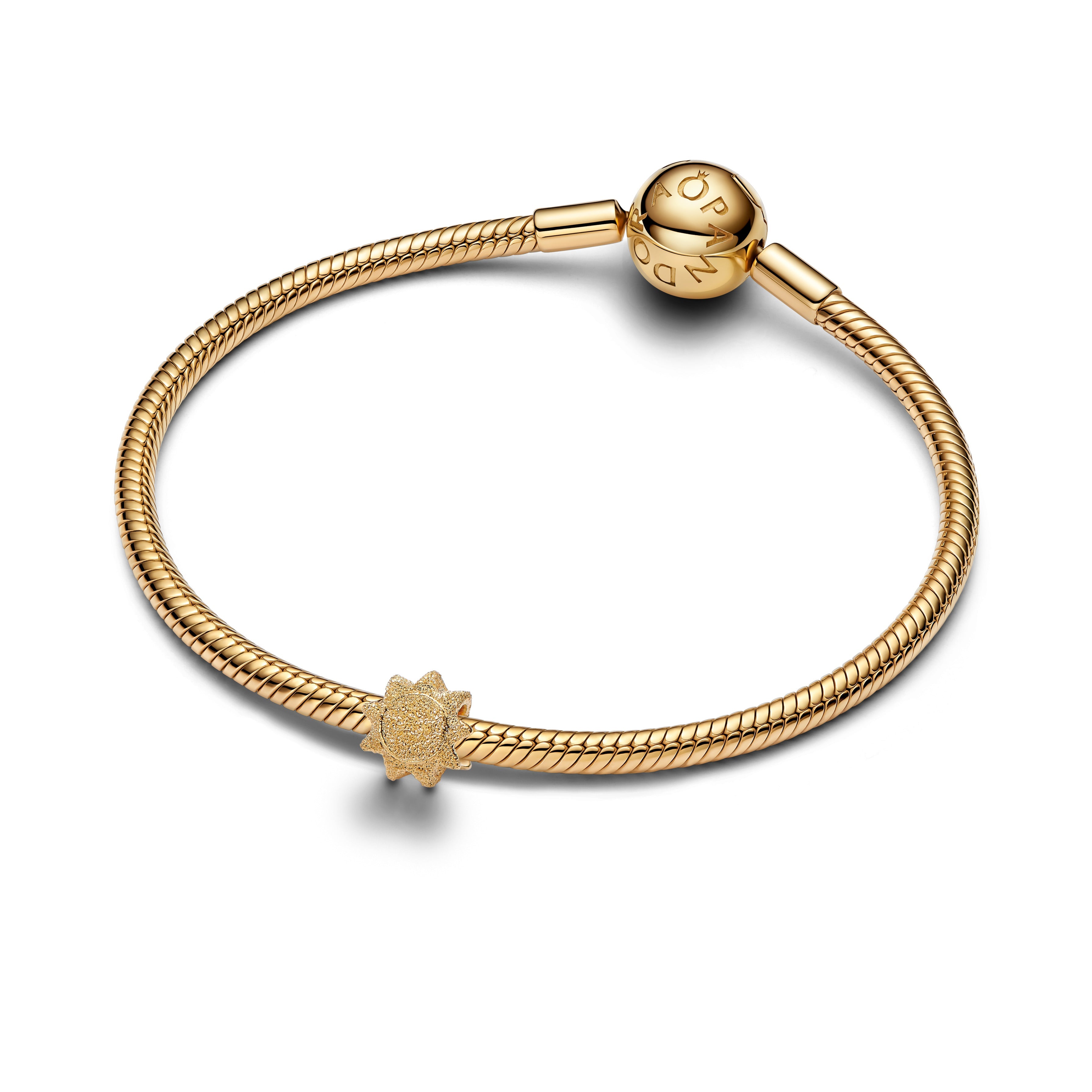 PANDORA Textured Sun Mini Charm 14K Gold Plated Unique Metal Blend Nature And Celestial Charms Bracelet Charm Jewelry Gift