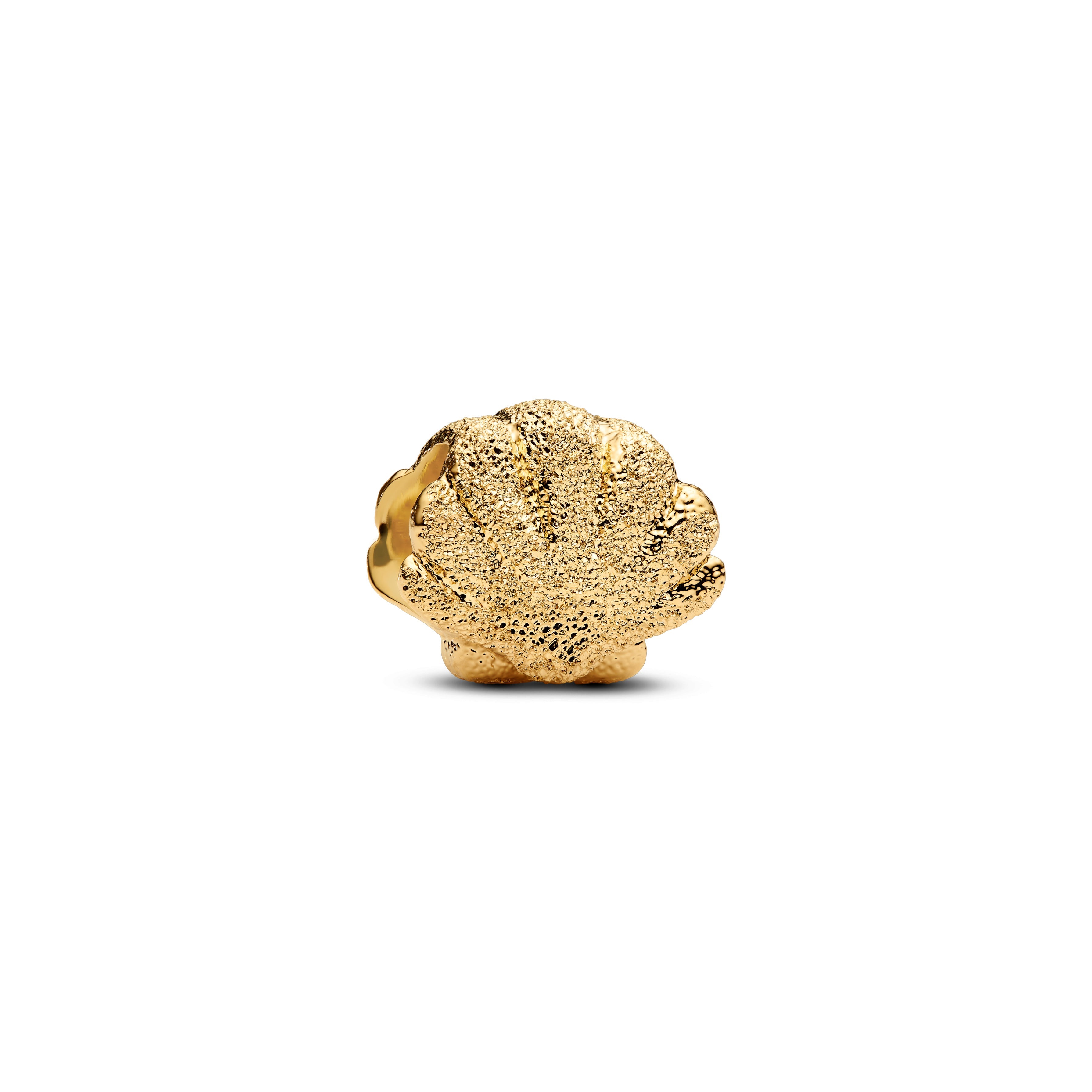 PANDORA Textured Shell Mini Charm 14K Gold Plated Unique Metal Blend Symbols Charms Bracelet Charm Jewelry Gift