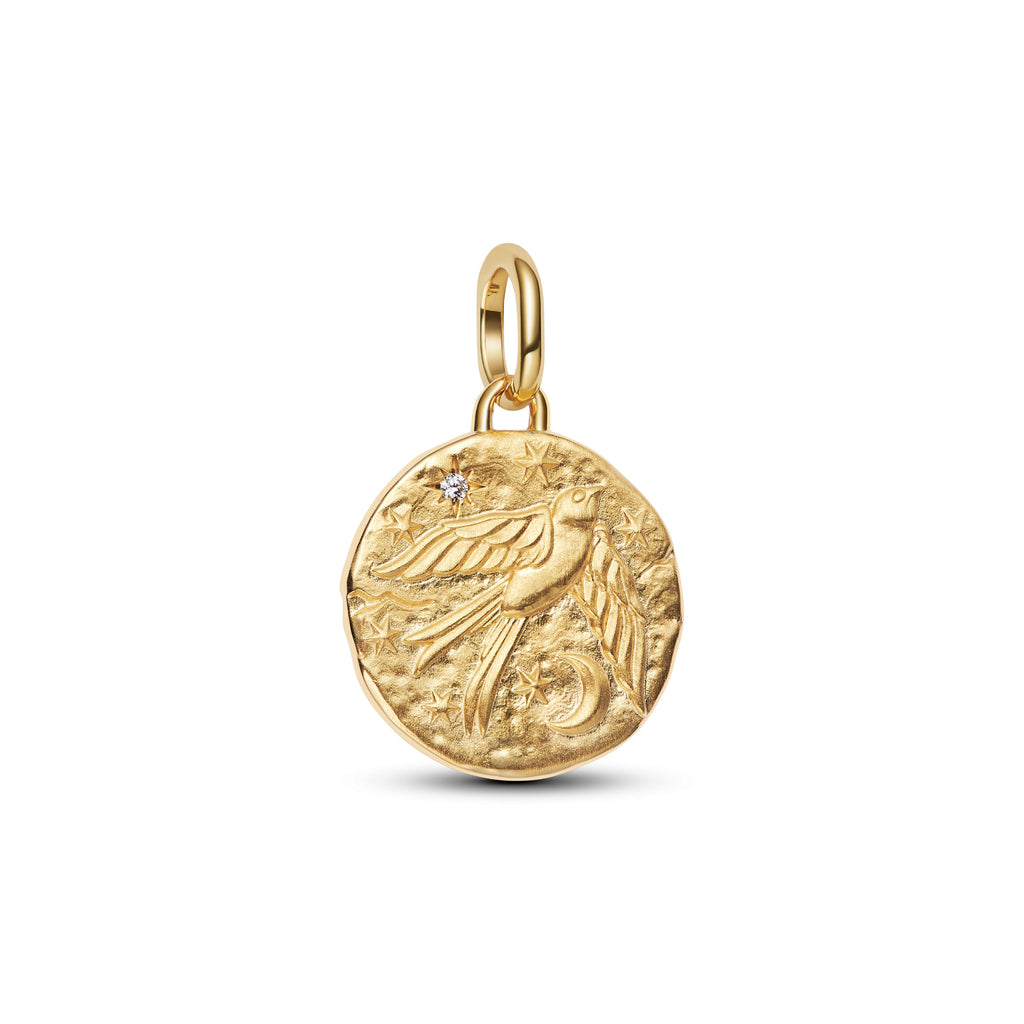 PANDORA Swallow Medallion Charm 14K Gold Plated Unique Metal Blend Animals Charms Bracelet Charm Jewelry Gift