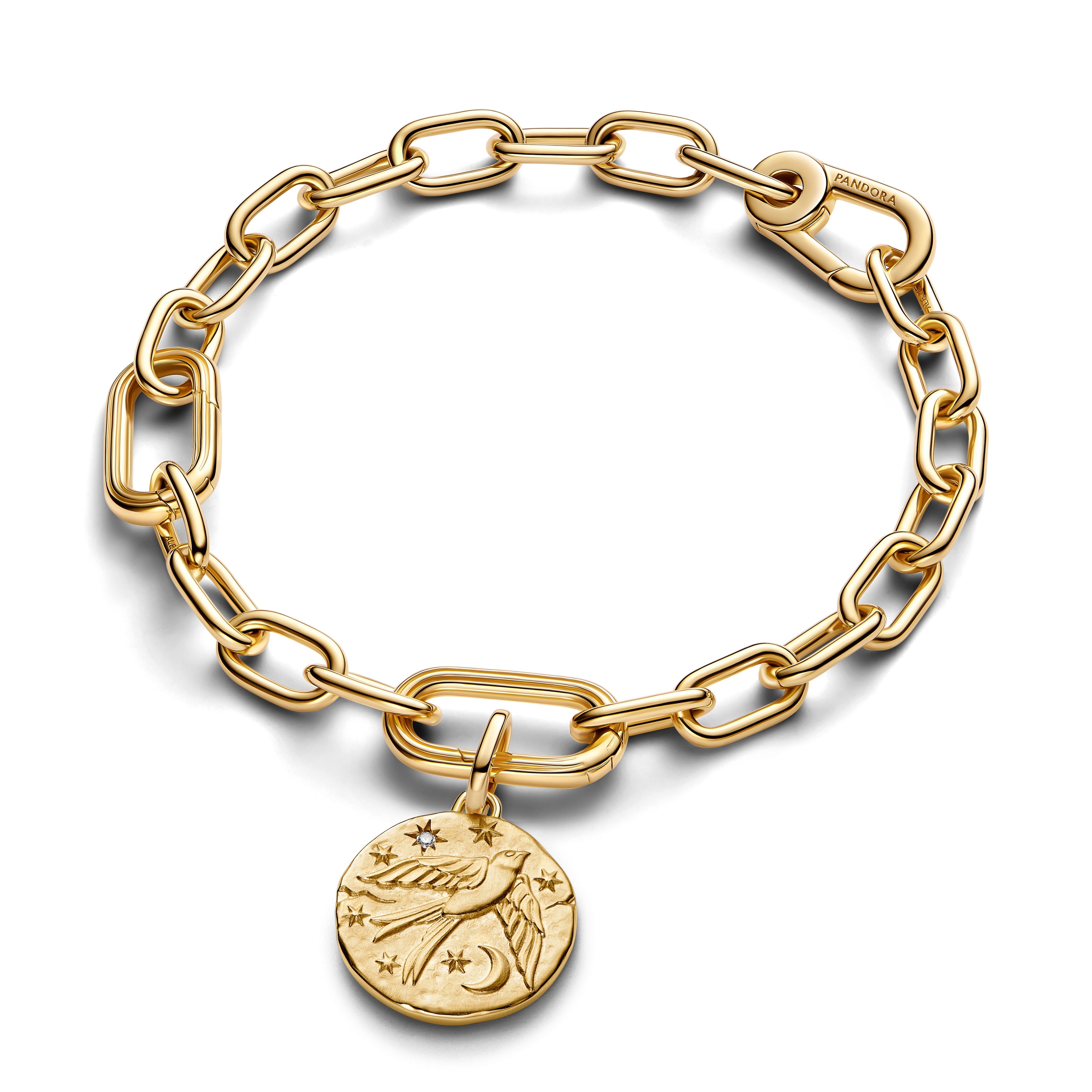 PANDORA Swallow Medallion Charm 14K Gold Plated Unique Metal Blend Animals Charms Bracelet Charm Jewelry Gift