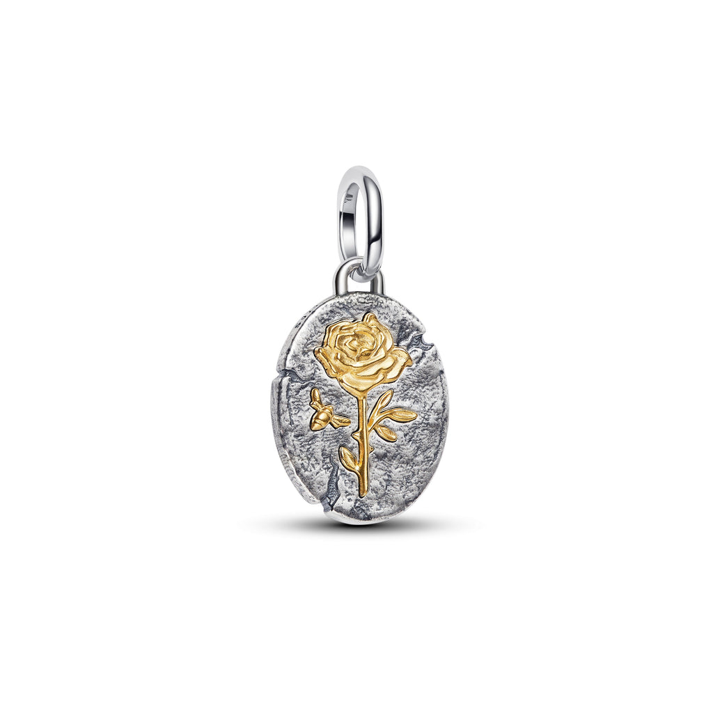 PANDORA Rose Medallion Charm 14K Gold Plated Unique Metal Blend Flowers Charms Bracelet Charm Jewelry Gift